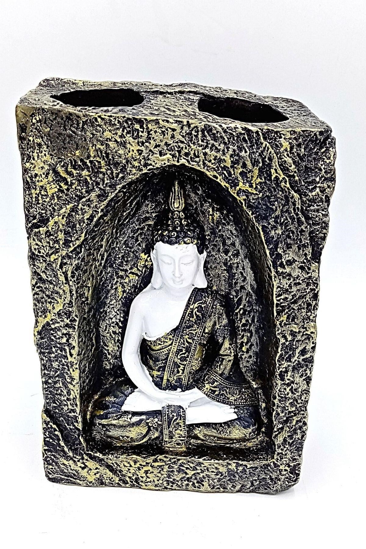 TaylandDünyadan HediyelerDNY-HD100247Keskin Hediyelik Eşya Ve TekstilDekoratif Meditasyon Buda Tealight Mumluk Beyaz