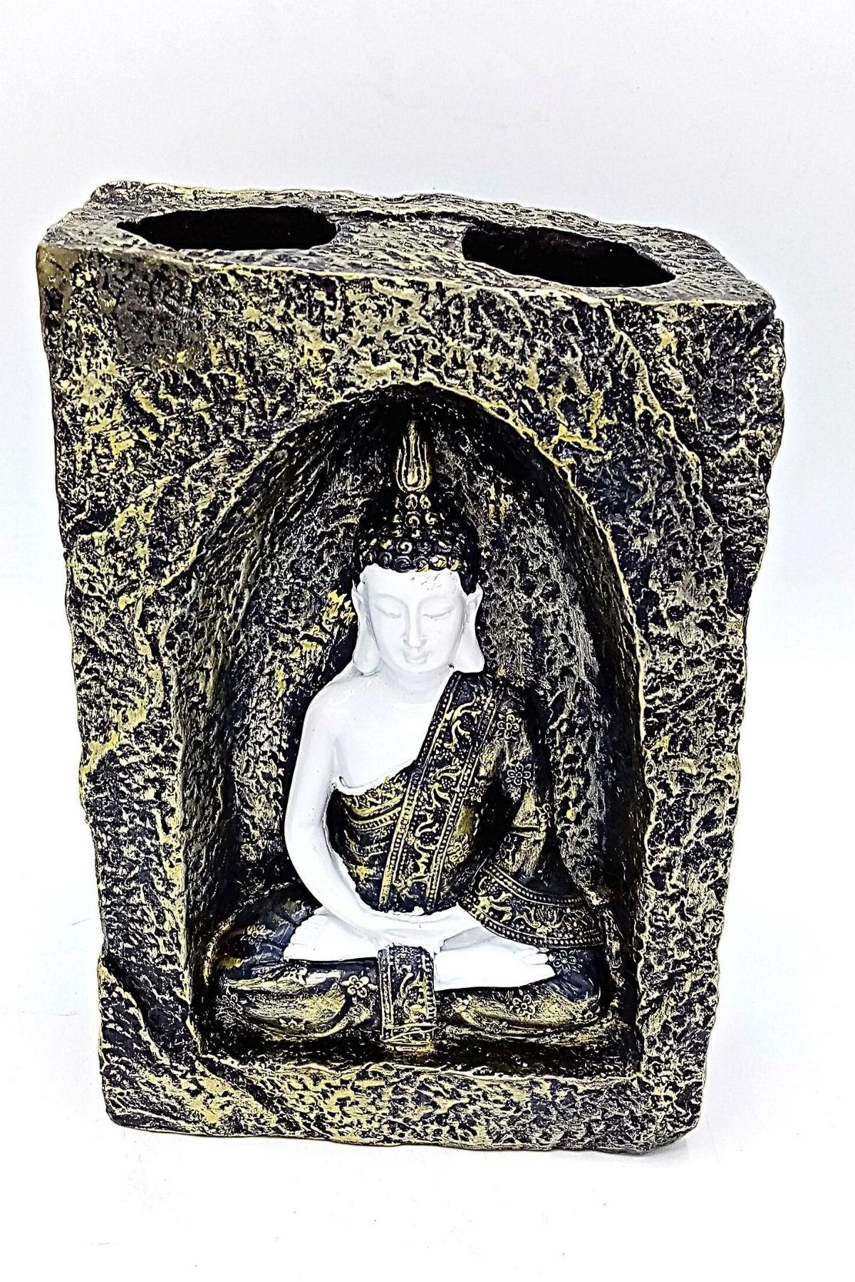 TaylandDünyadan HediyelerDNY-HD100247Keskin Hediyelik Eşya Ve TekstilDekoratif Meditasyon Buda Tealight Mumluk Beyaz