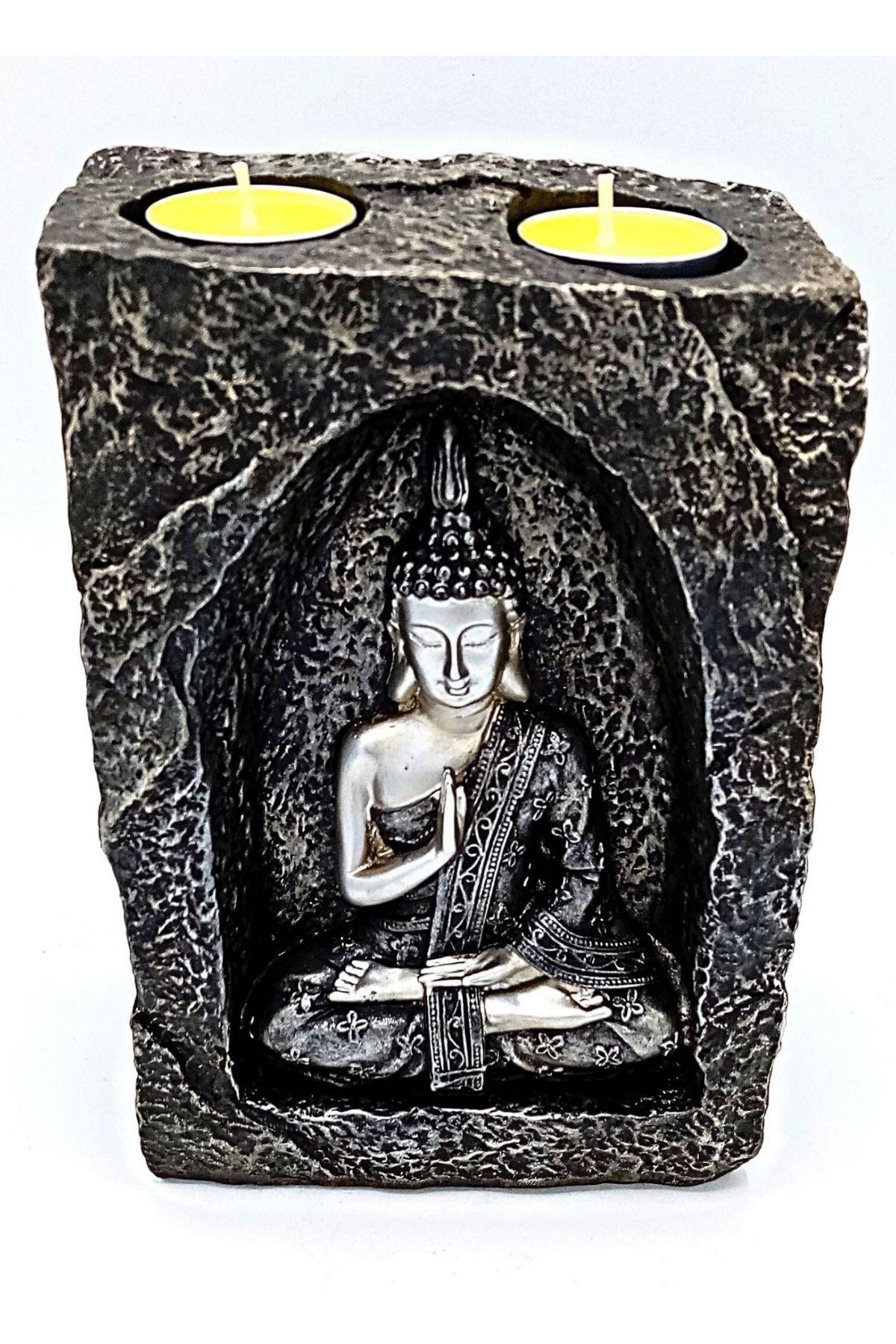 TaylandDünyadan HediyelerDNY-HD100248Keskin Hediyelik Eşya Ve TekstilDekoratif Meditasyon Buda Tealight Mumluk Gümüş
