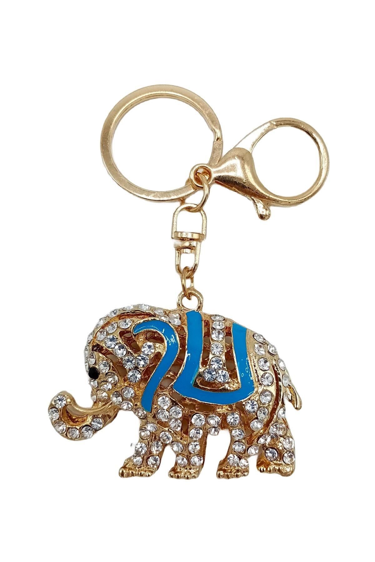 TaylandDünyadan HediyelerDNY-HD100341Keskin Hediyelik Eşya Ve TekstilKristal Taşlı Fil Anahtarlık Gold