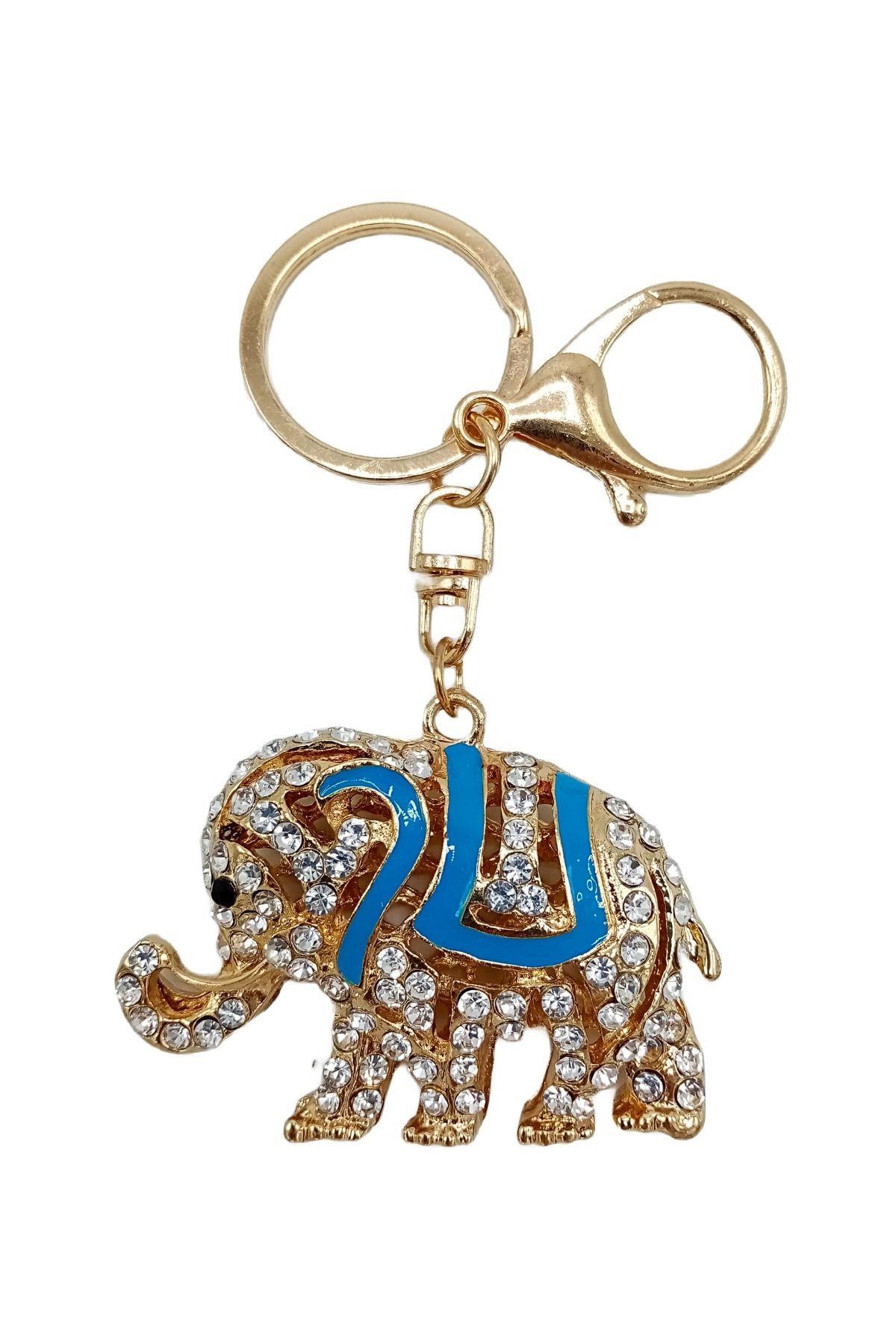TaylandDünyadan HediyelerDNY-HD100341Keskin Hediyelik Eşya Ve TekstilKristal Taşlı Fil Anahtarlık Gold
