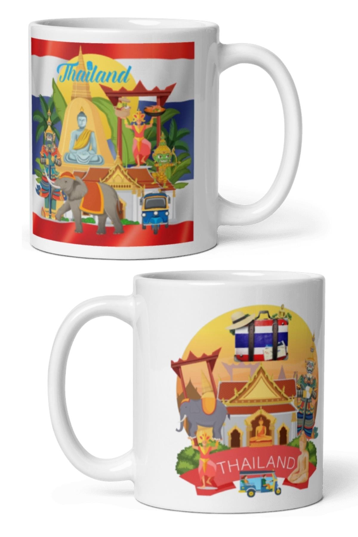 TaylandDünyadan HediyelerDNY-HDMUGB26Keskin Hediyelik Eşya Ve TekstilTayland Kupa Bardak 2 Adet Seyahat Hatıra Thailand Mug
