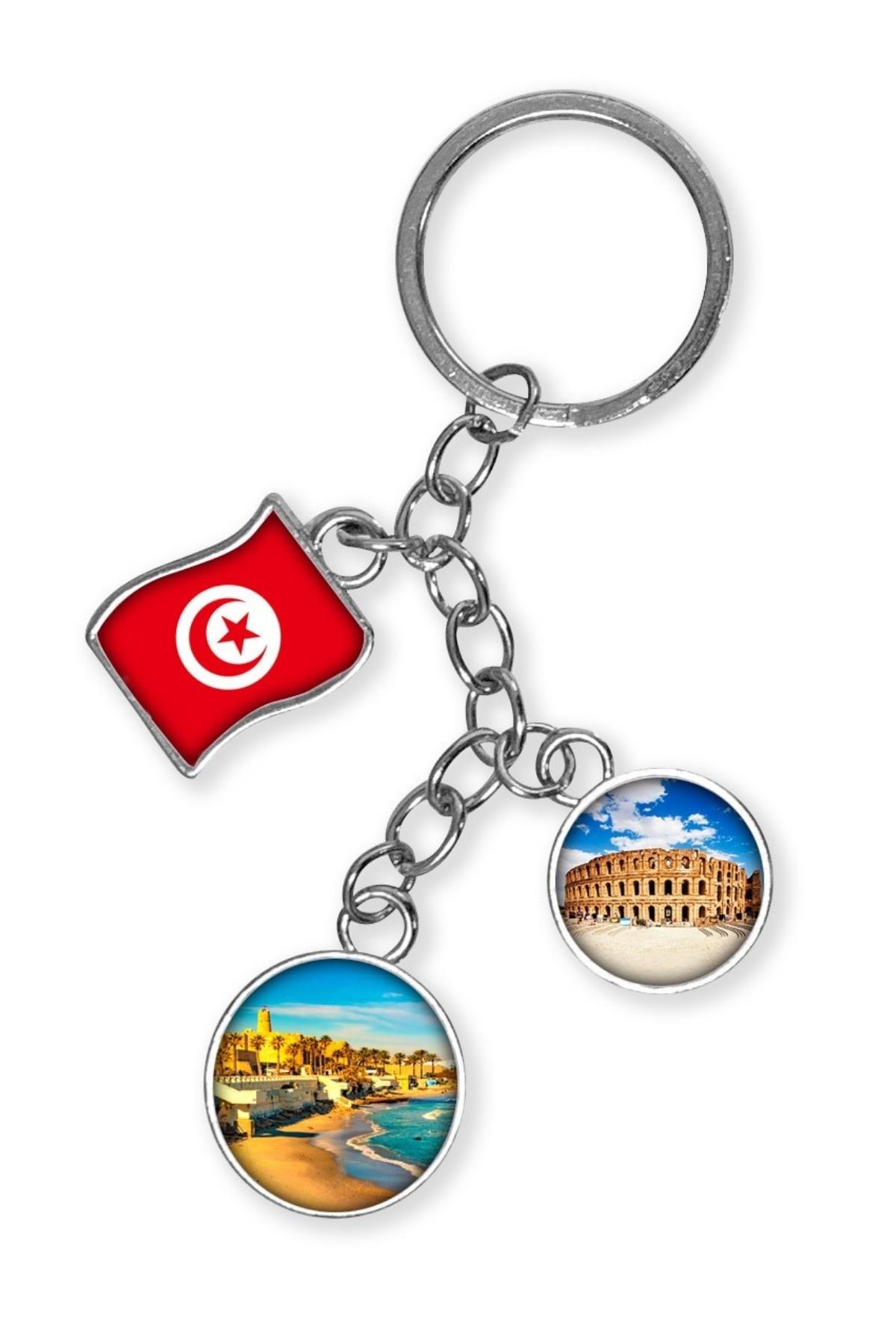 TunusDünyadan HediyelerDNY-HDYKREPOK45Keskin Hediyelik Eşya Ve TekstilTunus Üçlü Epoksi Metal Çift Taraflı Damla Anahtarlık Tunisia