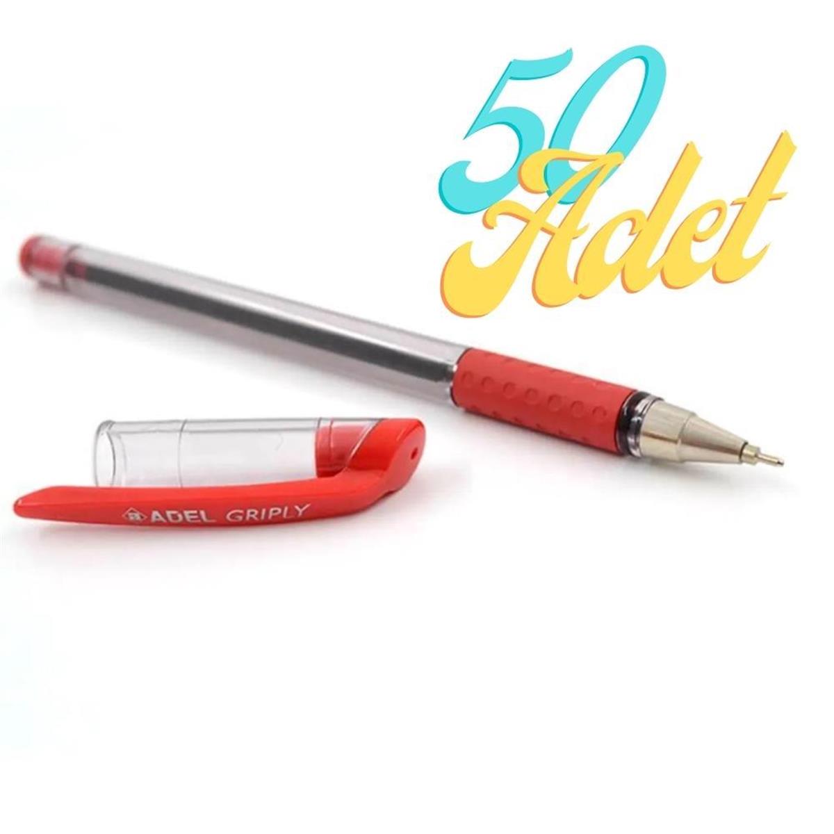 TürkiyeAdelDNY-HD100467Keskin Hediyelik Eşya Ve TekstilAdel Griply Tükenmez Kalem Kırmızı 0.7 mm İnce Uçlu 50 Adet
