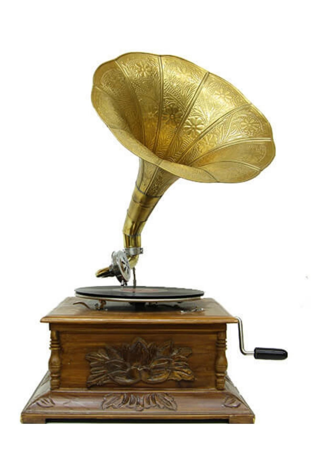 TürkiyeCrown WellDNY-HDYASIG504SFKeskin Hediyelik Eşya Ve TekstilGramofon Nostaljik Ahşap Gramofon Kare Oymalı 533 Plakçalar ASIG504SF