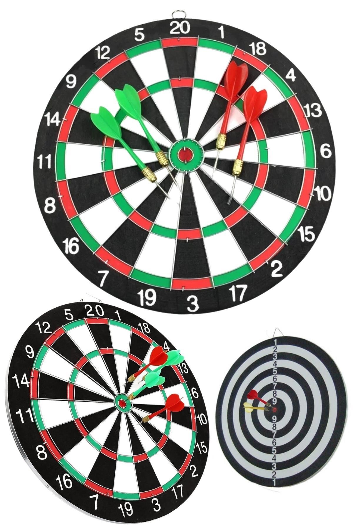 TürkiyeDünyadan Hediyeler6ALY716Keskin Hediyelik Eşya Ve TekstilÇift Taraflı Dart Tahtası ve 4 Adet Metal Uçlu Ok 30cm Bullseye