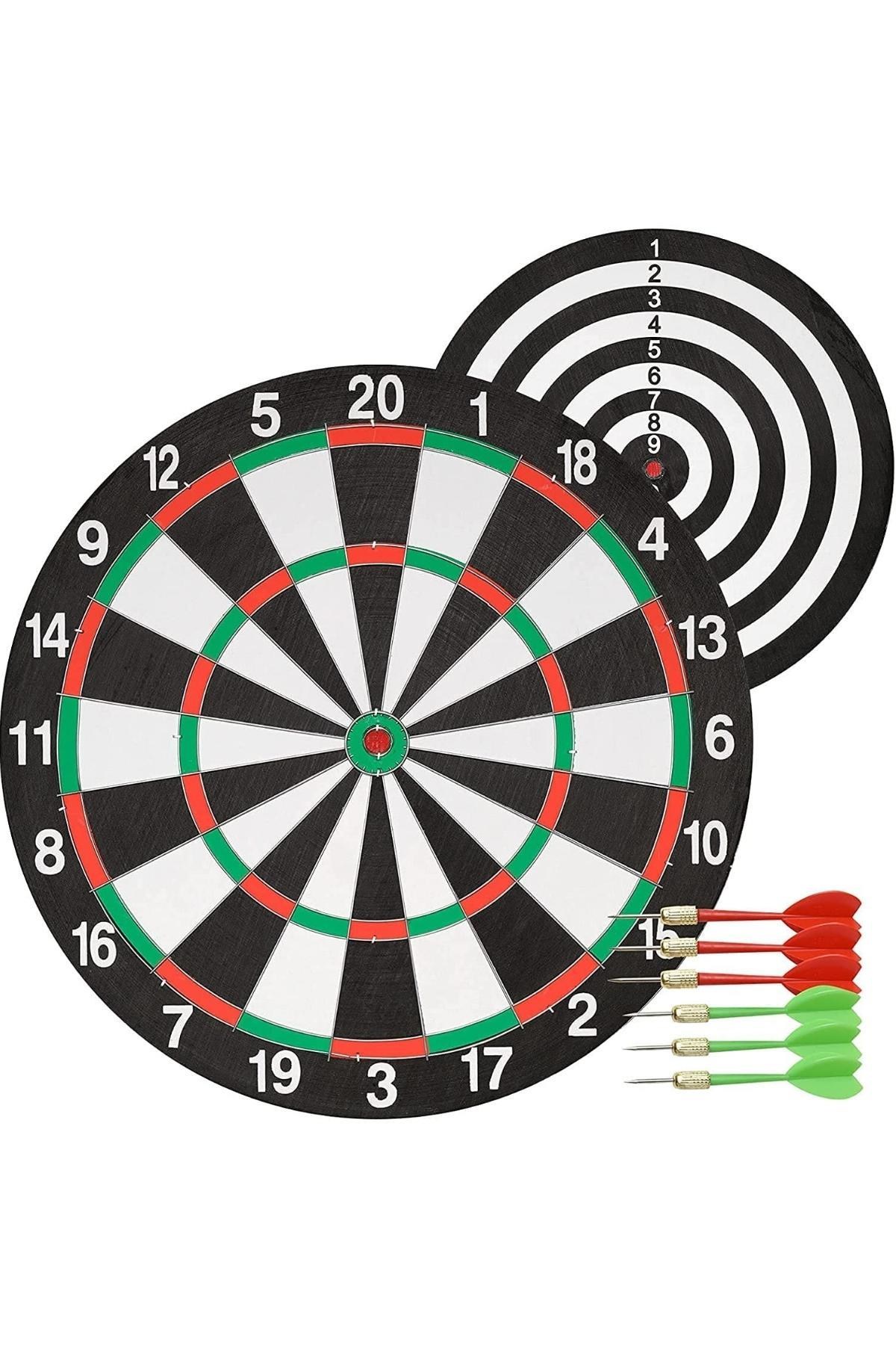 TürkiyeDünyadan Hediyeler6ALY718Keskin Hediyelik Eşya Ve TekstilÇift Taraflı Dart Tahtası ve 6 Adet Metal Uçlu Ok 40cm Bullseye