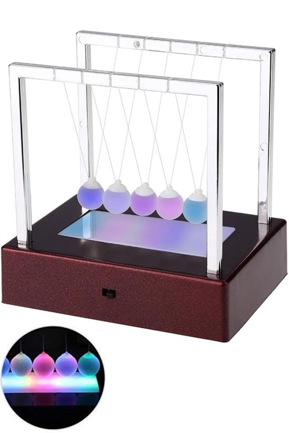 TürkiyeDünyadan HediyelerALK71Keskin Hediyelik Eşya Ve TekstilRenkli Işıklı Newton Beşiği Denge Balans Topları Pilli 15 cm