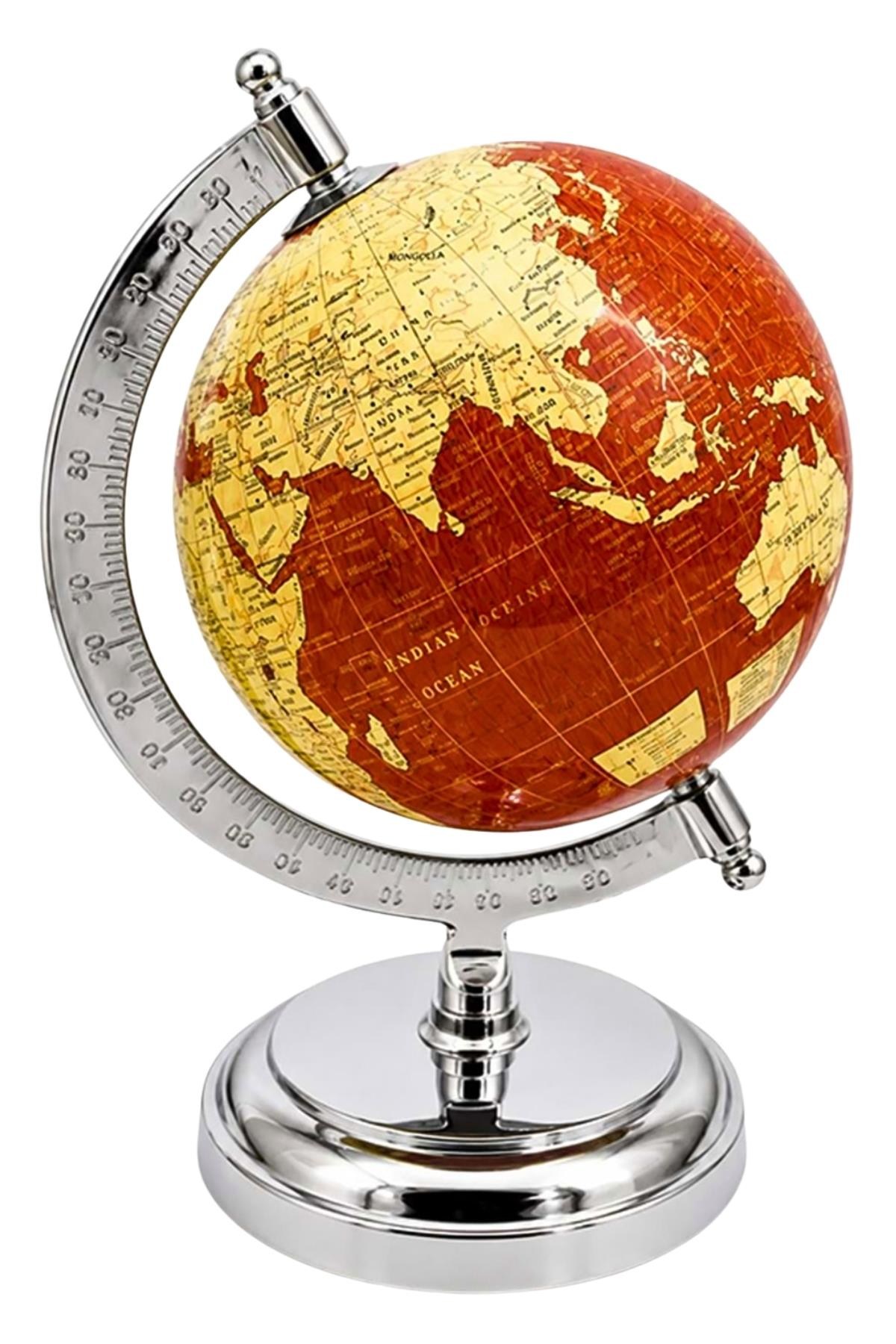 TürkiyeDünyadan HediyelerDNY-HD4156-WPKeskin Hediyelik Eşya Ve TekstilMetal Ayaklı Dekoratif Dünya Küre 12.5 x 22 cm 4156-WP Turuncu