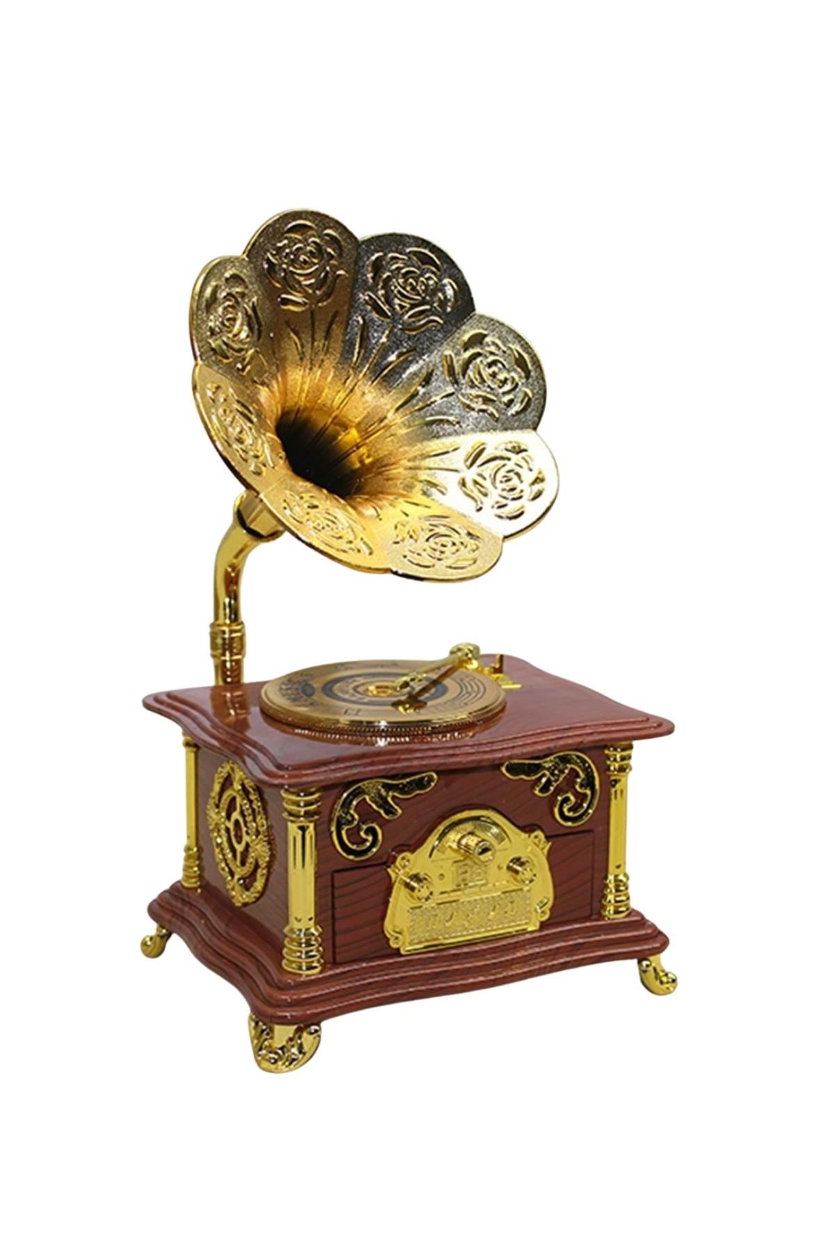 TürkiyeDünyadan HediyelerDNY-HDALK3789Keskin Hediyelik Eşya Ve TekstilGramofon Müzik Kutusu Kahverengi 13x26cm