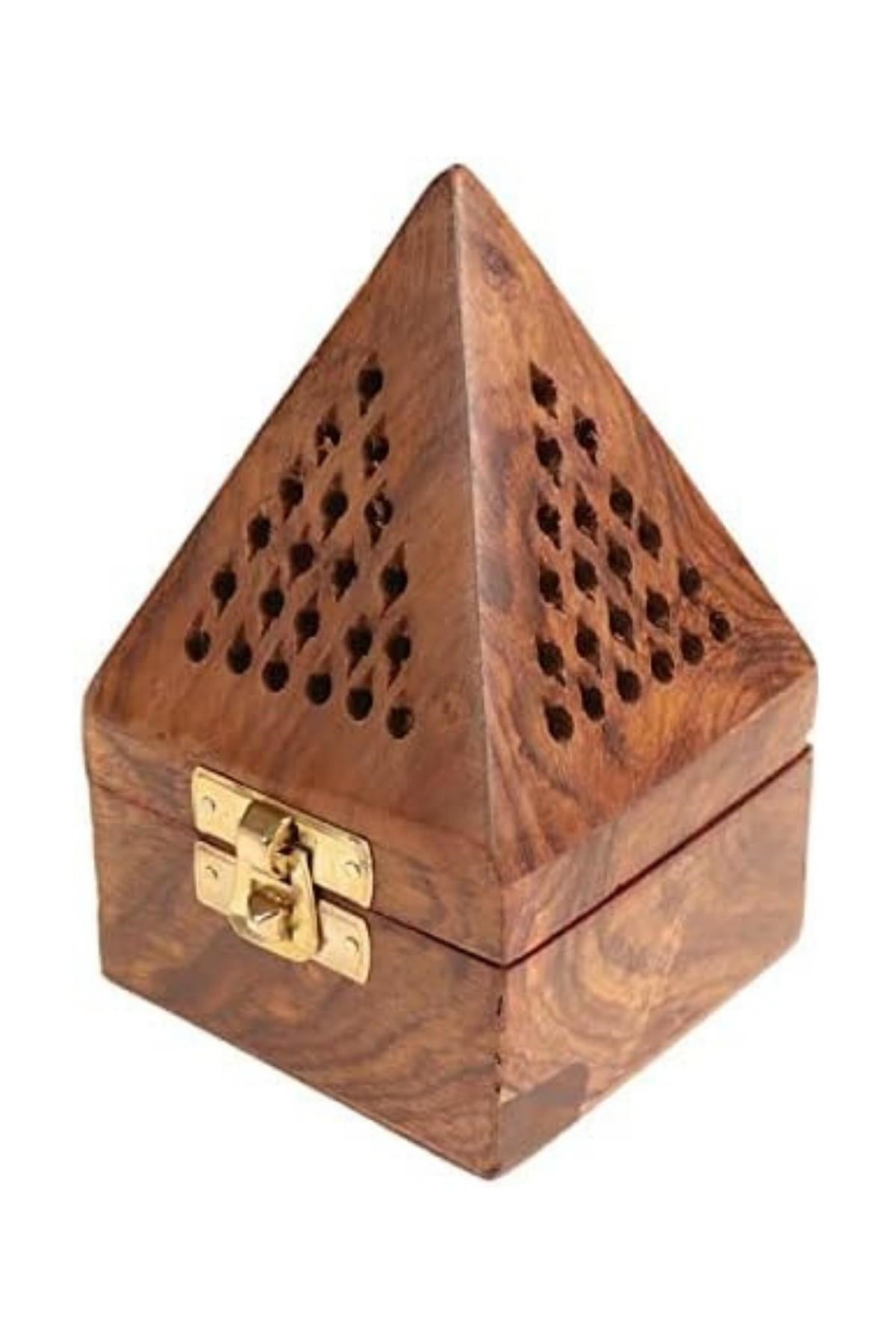 TürkiyeDünyadan HediyelerDNY-HDH0077Keskin Hediyelik Eşya Ve TekstilKonik Tütsü Yakma Kutusu Ahşap Piramit 13cm