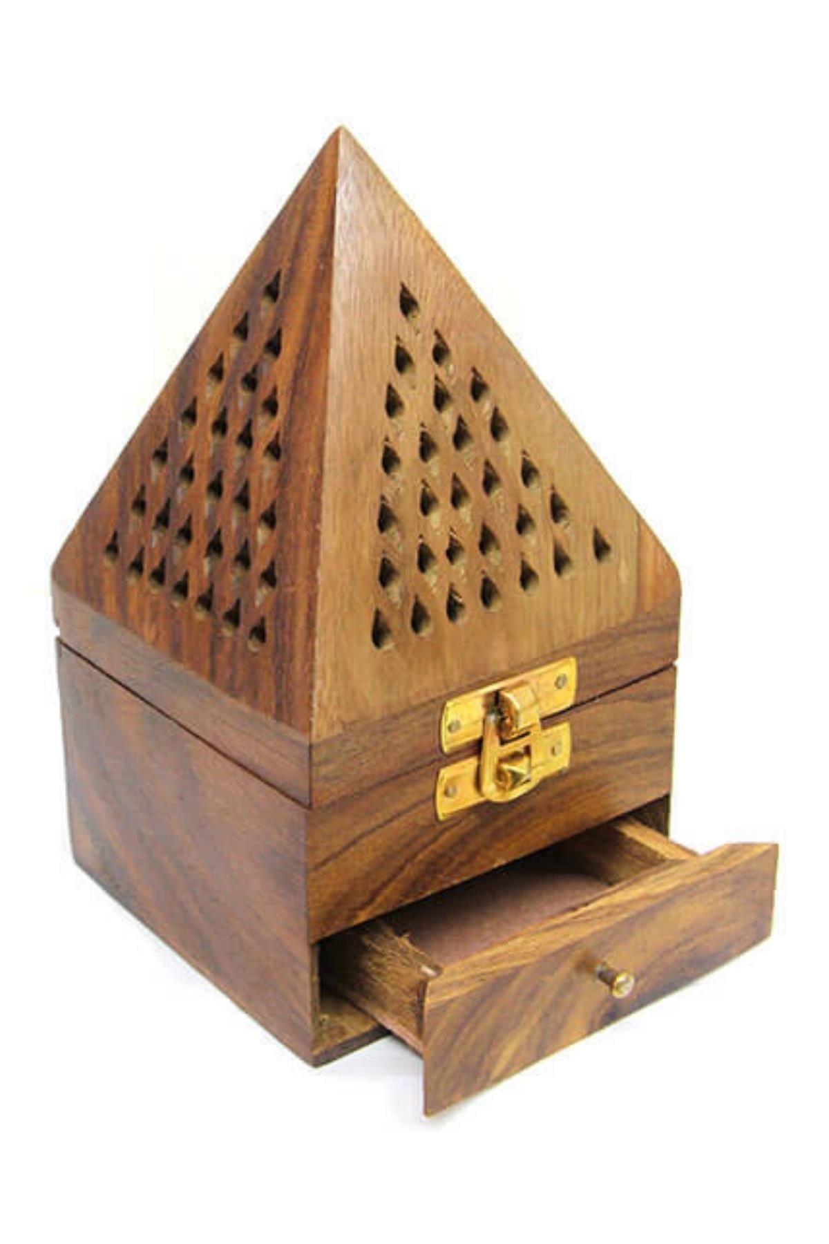 TürkiyeDünyadan HediyelerDNY-HDH0078Keskin Hediyelik Eşya Ve TekstilKonik Tütsü Yakma Kutusu Ahşap Piramit 16cm