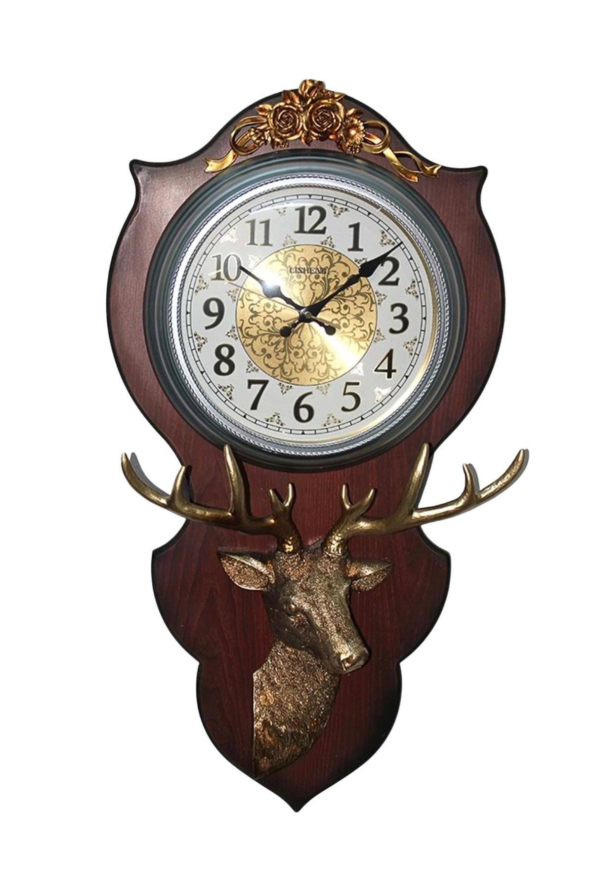 TürkiyeDünyadan HediyelerDNY-HDYALK1667Keskin Hediyelik Eşya Ve TekstilDuvar Saati Geyik Temalı Büyük Polyester Saat No.1 40 x 70 cm