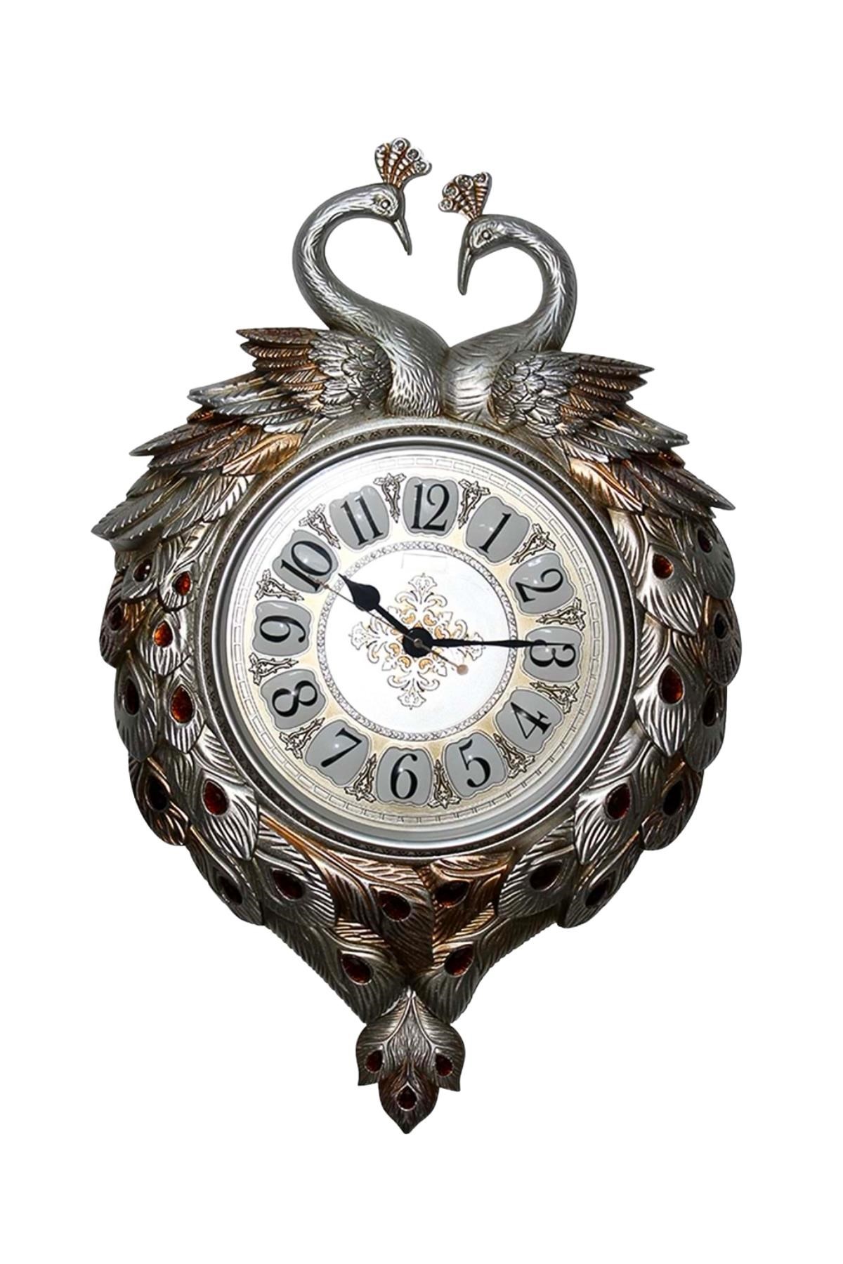 TürkiyeDünyadan HediyelerDNY-HDYALK1673Keskin Hediyelik Eşya Ve TekstilDuvar Saati Tavuskuşu Temalı Büyük Polyester Saat No.1 50 x 70 cm