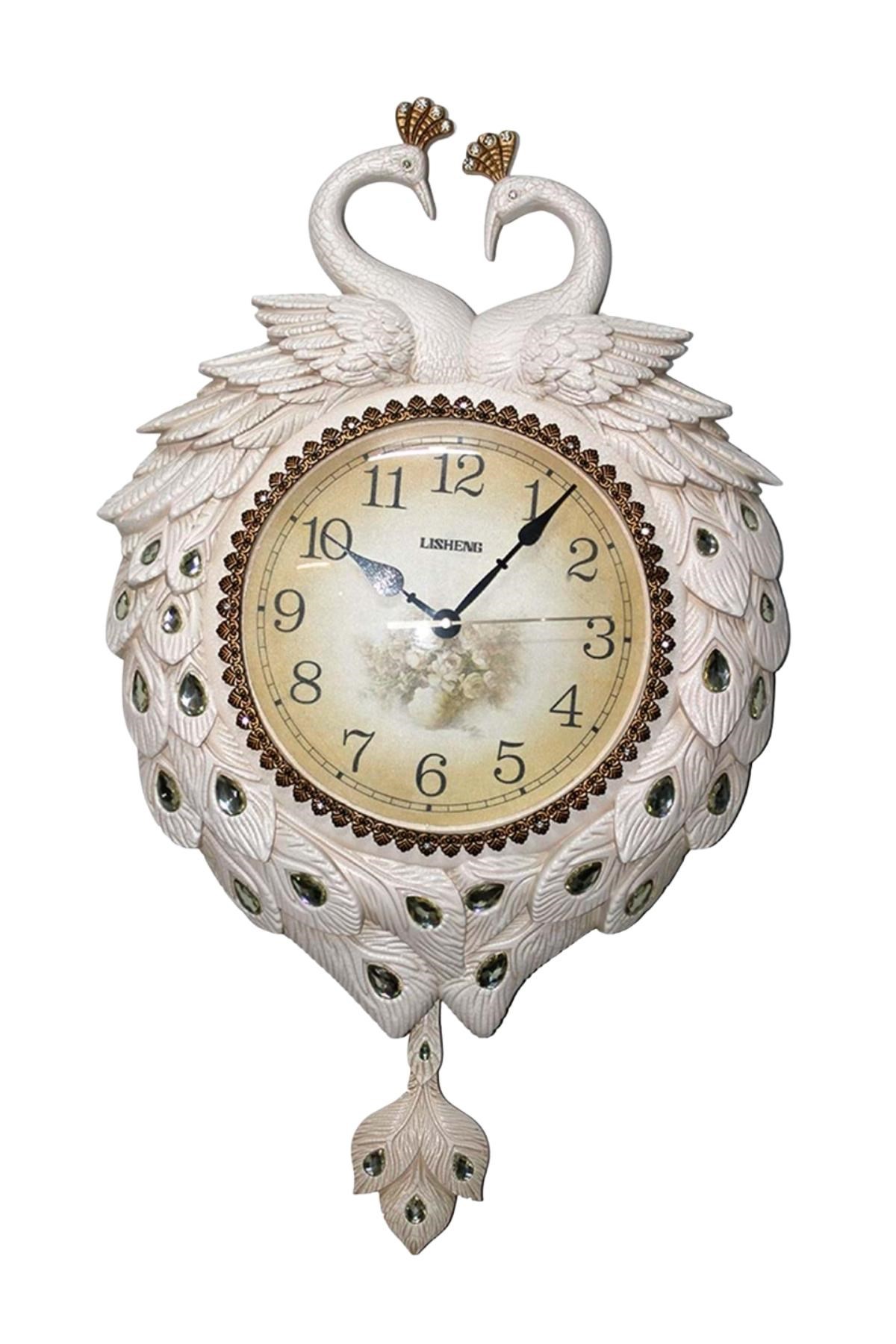 TürkiyeDünyadan HediyelerDNY-HDYALK1677Keskin Hediyelik Eşya Ve TekstilDuvar Saati Tavuskuşu Temalı Polyester Saat No.4 40 x 60 cm