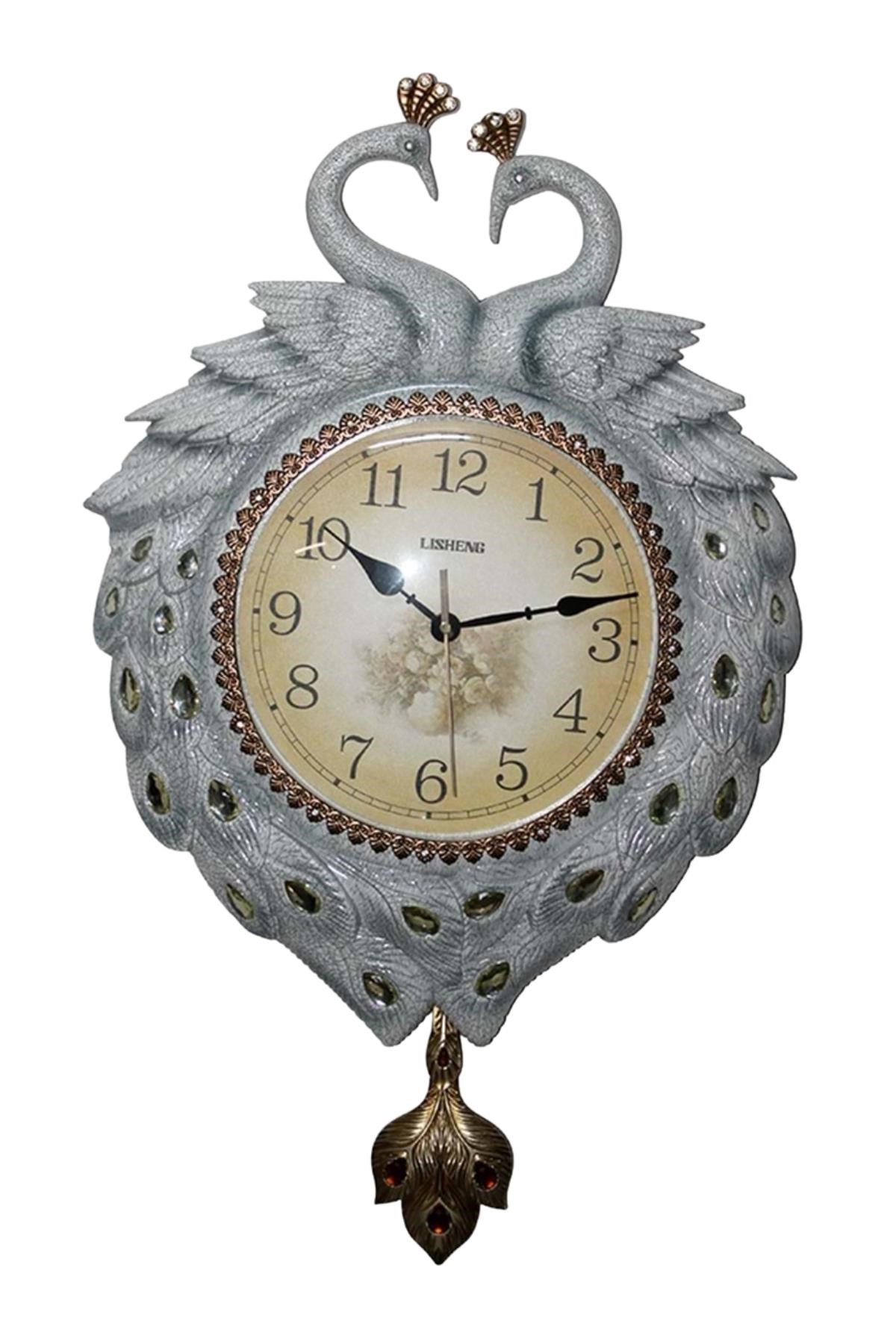 TürkiyeDünyadan HediyelerDNY-HDYALK1679Keskin Hediyelik Eşya Ve TekstilDuvar Saati Tavuskuşu Temalı Polyester Saat No.6 40 x 60 cm