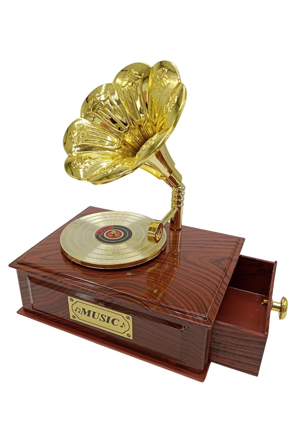 TürkiyeDünyadan HediyelerDNY-HDYC1774Keskin Hediyelik Eşya Ve TekstilDekoratif Gramofon Müzik Kutusu Çekmeceli Retro 12x9cm