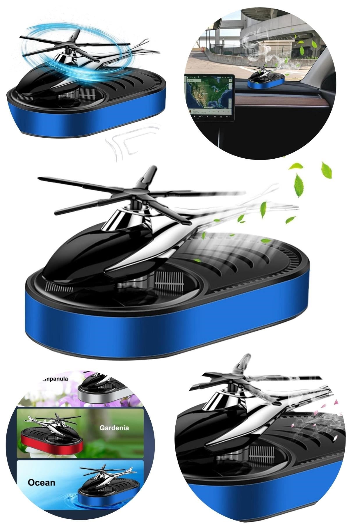 TürkiyeDünyadan HediyelerDNY-HDYELT01HKeskin Hediyelik Eşya Ve TekstilGüneş Enerjili Helikopter Araba Koku Difüzörü Mavi No.1