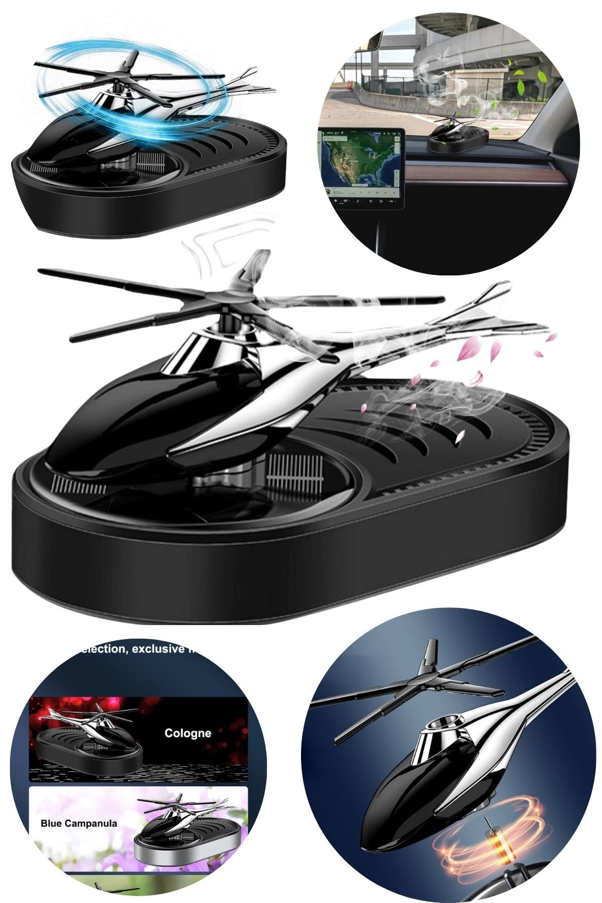 TürkiyeDünyadan HediyelerDNY-HDYELT03HKeskin Hediyelik Eşya Ve TekstilGüneş Enerjili Helikopter Araba Koku Difüzörü Siyah No.3