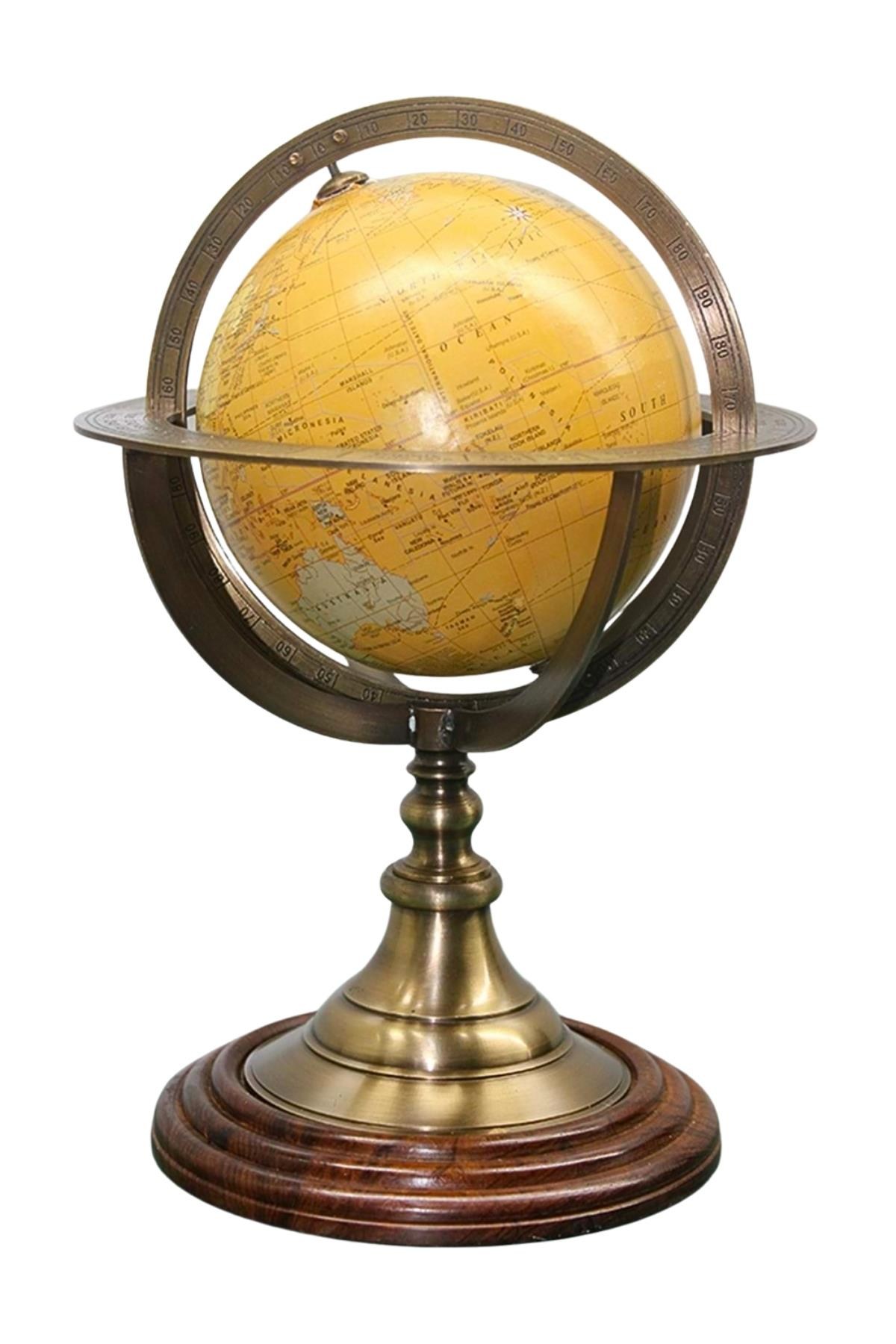 TürkiyeDünyadan HediyelerDNY-PRNC16182Keskin Hediyelik Eşya Ve TekstilDünya Küre Pirinç Stantlı Döner World Globe 17x27cm