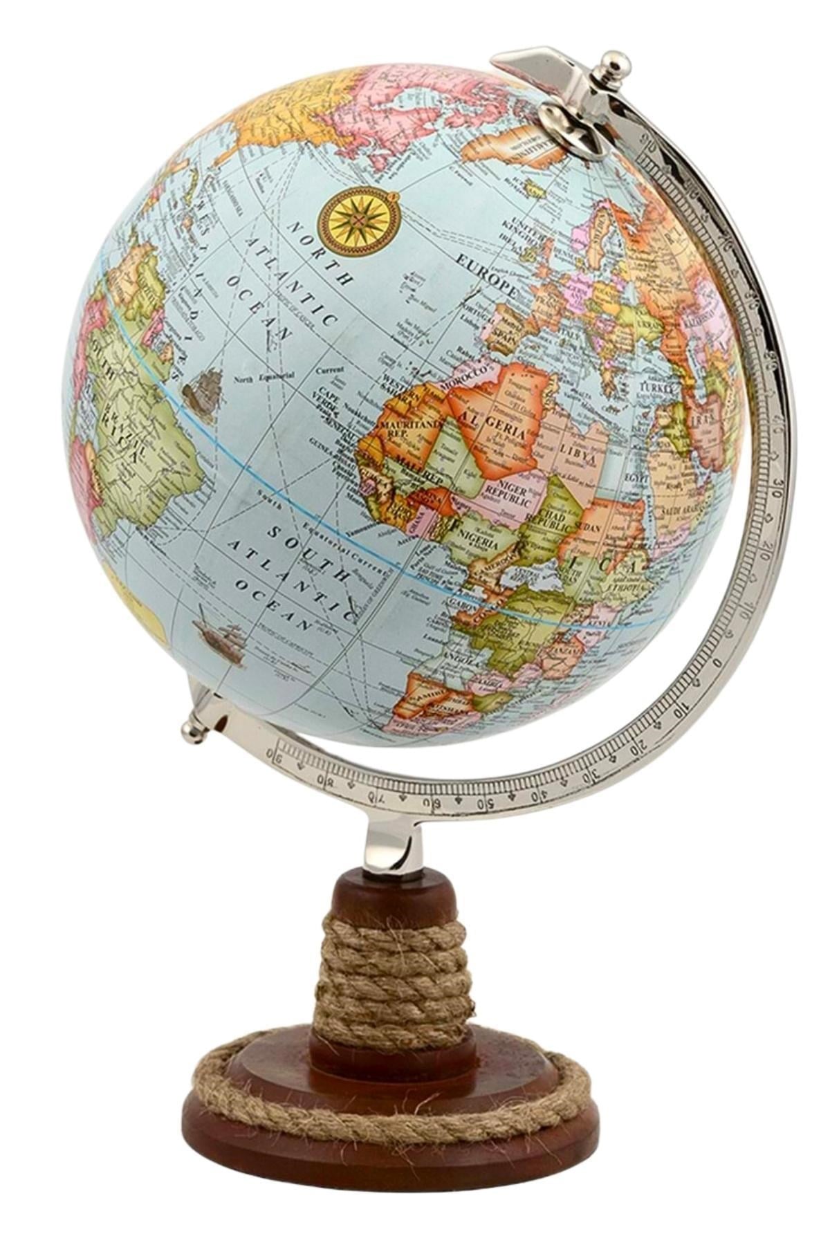 TürkiyeDünyadan HediyelerSL332MAVİKeskin Hediyelik Eşya Ve TekstilAyaklı Dünya Küre Ev Ofis Masa Dekoru Döner Dünya Küre Mavi Modern Harita 23x34cm