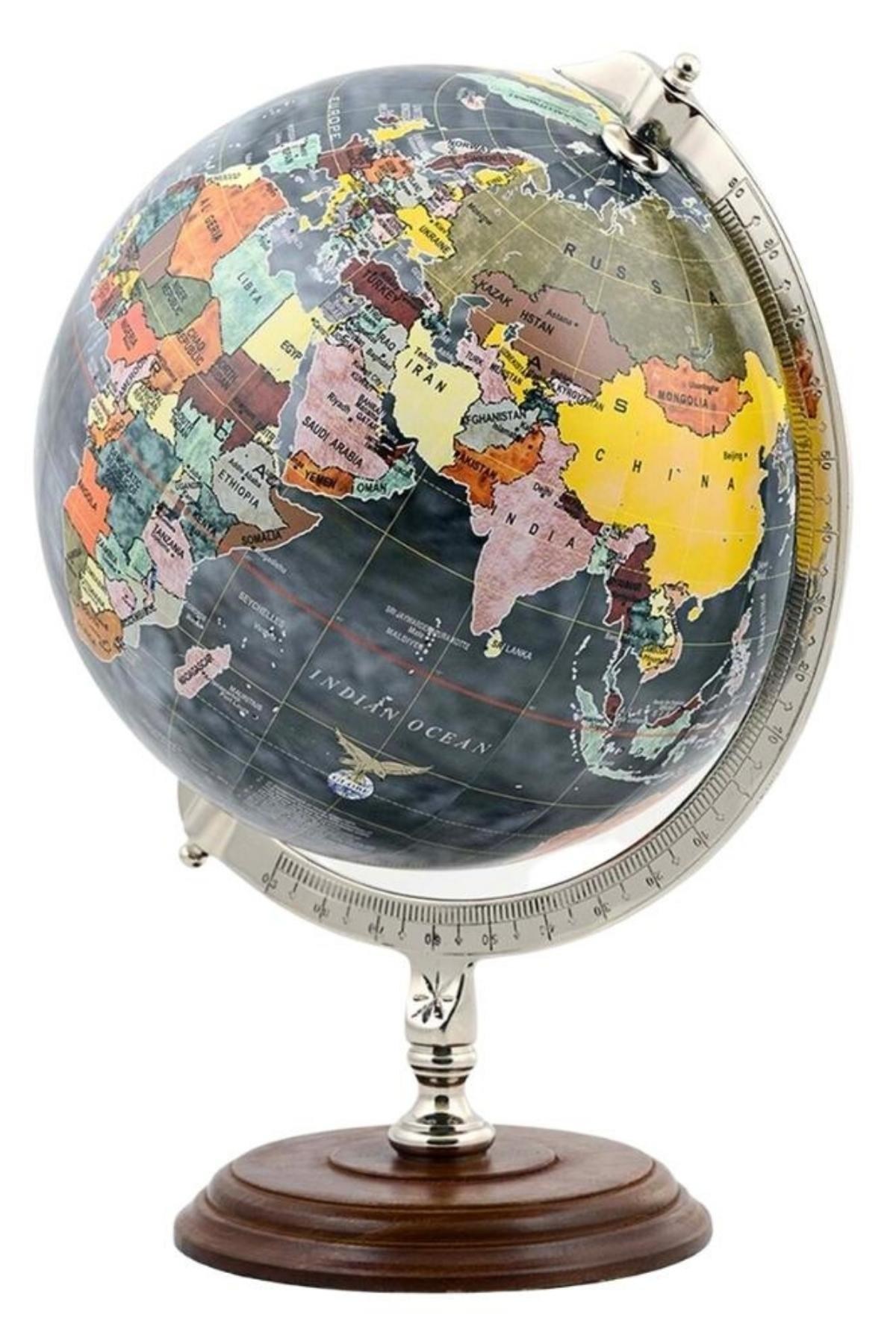 TürkiyeDünyadan HediyelerSL612SİYAHKeskin Hediyelik Eşya Ve TekstilAyaklı Dünya Küre Ev Ofis Masa Dekoru Döner Dünya Küre Siyah Modern Harita 30x40cm