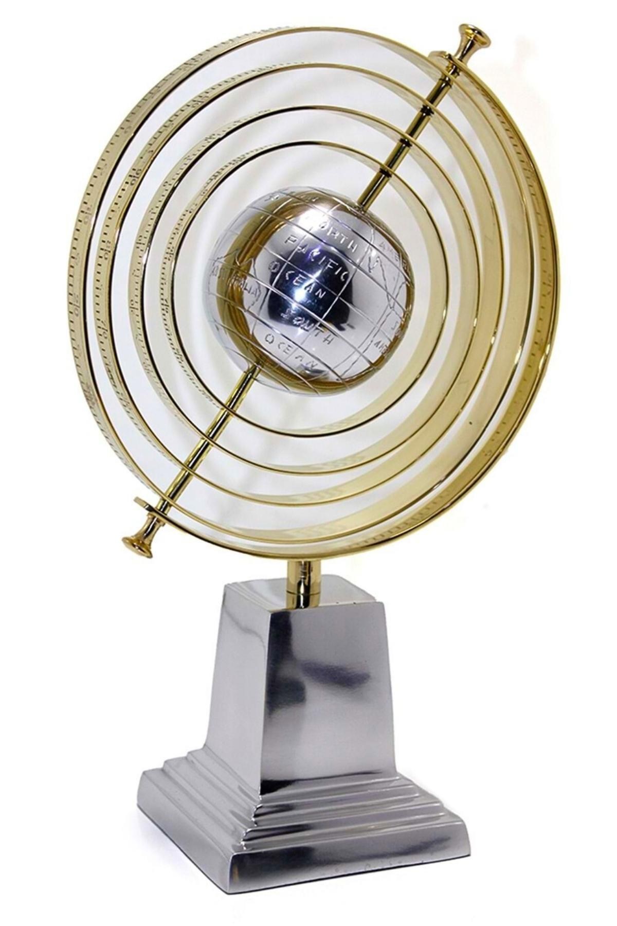 TürkiyeDünyadan HediyelerSL919Keskin Hediyelik Eşya Ve TekstilAyaklı Dünya Küre Ev Ofis Masa Dekoru Döner Dünya Küre Gold Gümüş 22x38cm