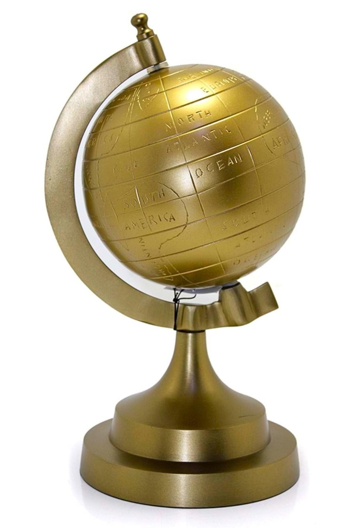 TürkiyeDünyadan HediyelerSL940Keskin Hediyelik Eşya Ve TekstilAyaklı Dünya Küre Ev Ofis Masa Dekoru Döner Dünya Küre Modern Harita 16x30cm Gold