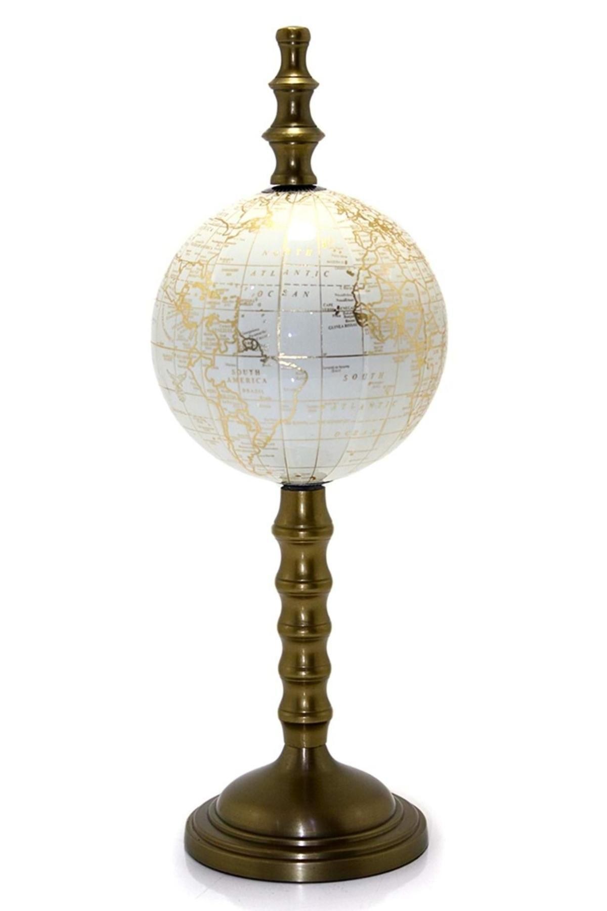 TürkiyeDünyadan HediyelerSL951Keskin Hediyelik Eşya Ve TekstilAyaklı Dünya Küre Ev Ofis Masa Dekoru Döner Dünya Küre Modern Harita 21x57cm Beyaz 