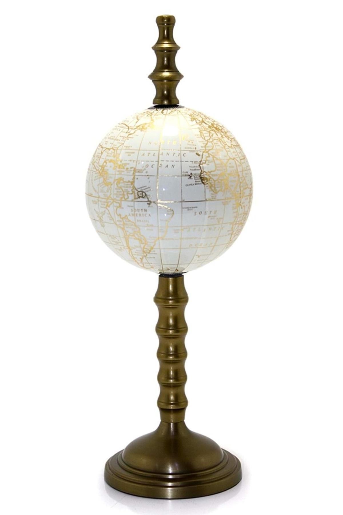 TürkiyeDünyadan HediyelerSL951Keskin Hediyelik Eşya Ve TekstilAyaklı Dünya Küre Ev Ofis Masa Dekoru Döner Dünya Küre Modern Harita 21x57cm Beyaz 