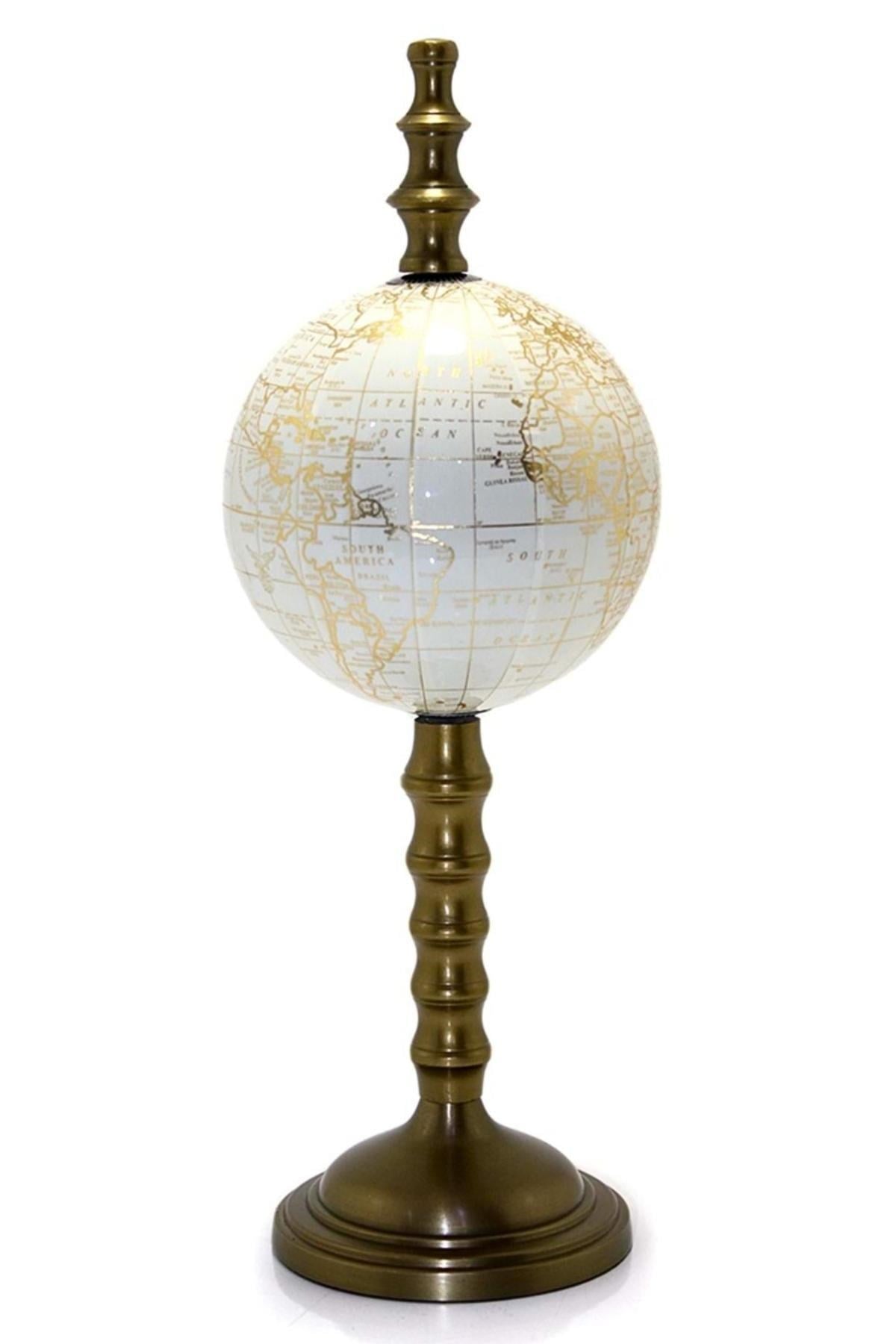 TürkiyeDünyadan HediyelerSL952Keskin Hediyelik Eşya Ve TekstilAyaklı Dünya Küre Ev Ofis Masa Dekoru Döner Dünya Küre Modern Harita 18x48cm Beyaz