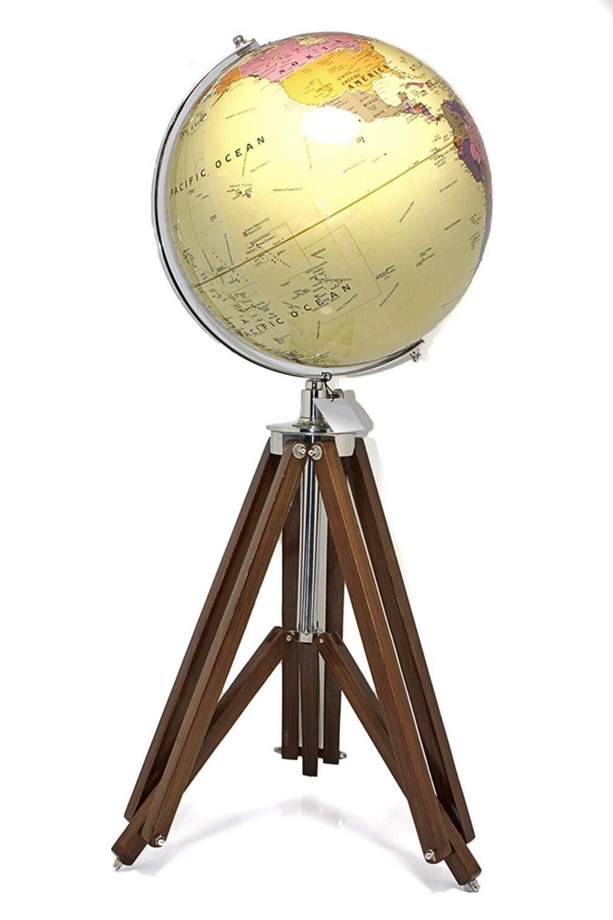 TürkiyeDünyadan HediyelerSL979SARIKeskin Hediyelik Eşya Ve TekstilAhşap Tripod Standlı Dünya Küre Zemin Dekoru Döner Dünya Küre Modern Harita Atlas 77cm Sarı