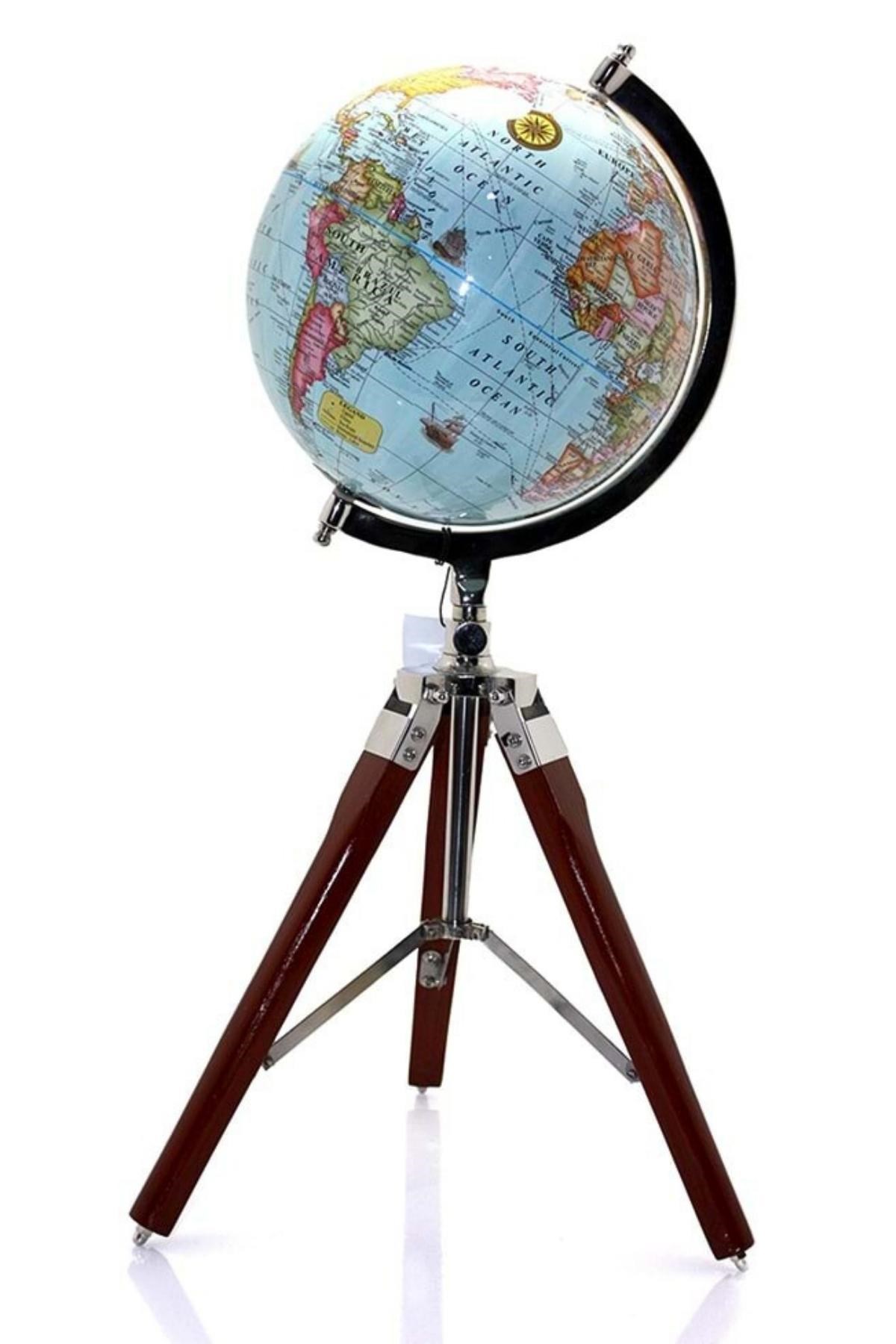 TürkiyeDünyadan HediyelerSL980MAVİKeskin Hediyelik Eşya Ve TekstilAhşap Tripod Standlı Dünya Küre Zemin Dekoru Döner Dünya Küre Modern Harita Atlas 70cm Mavi