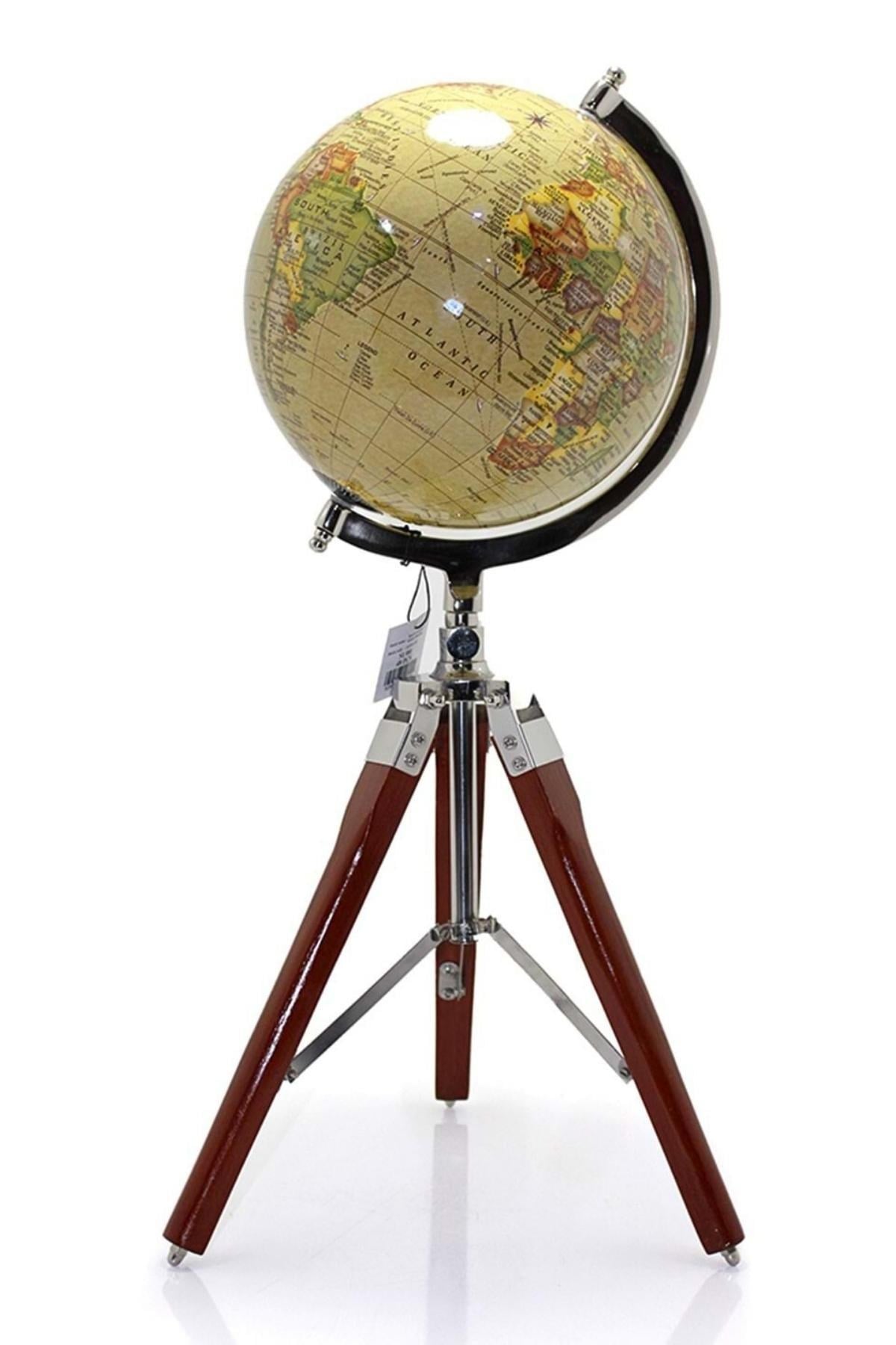 TürkiyeDünyadan HediyelerSL980SARIKeskin Hediyelik Eşya Ve TekstilAhşap Tripod Standlı Dünya Küre Zemin Dekoru Döner Dünya Küre Modern Harita Atlas 53cm Sarı