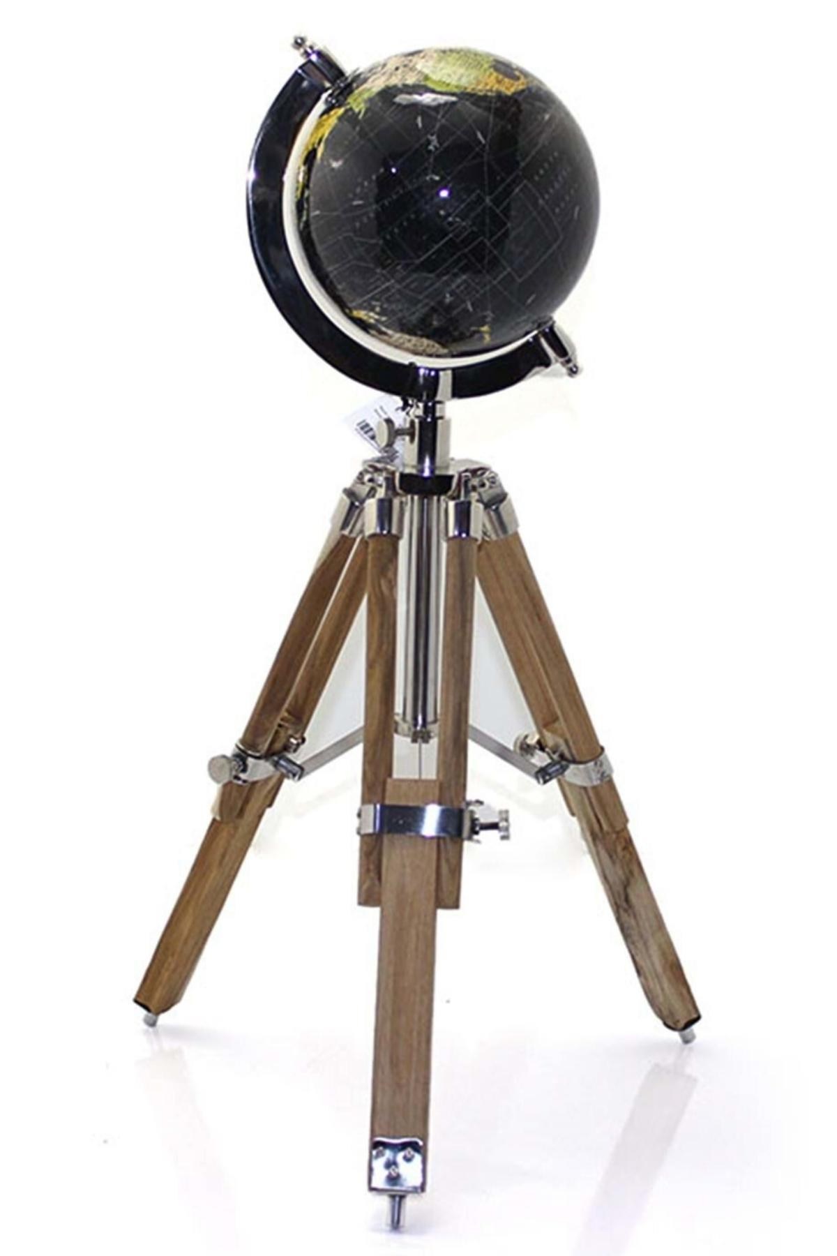 TürkiyeDünyadan HediyelerSL985SİYAHKeskin Hediyelik Eşya Ve TekstilAhşap Tripod Standlı Dünya Küre Zemin Dekoru Döner Dünya Küre Modern Harita Atlas 58cm Siyah