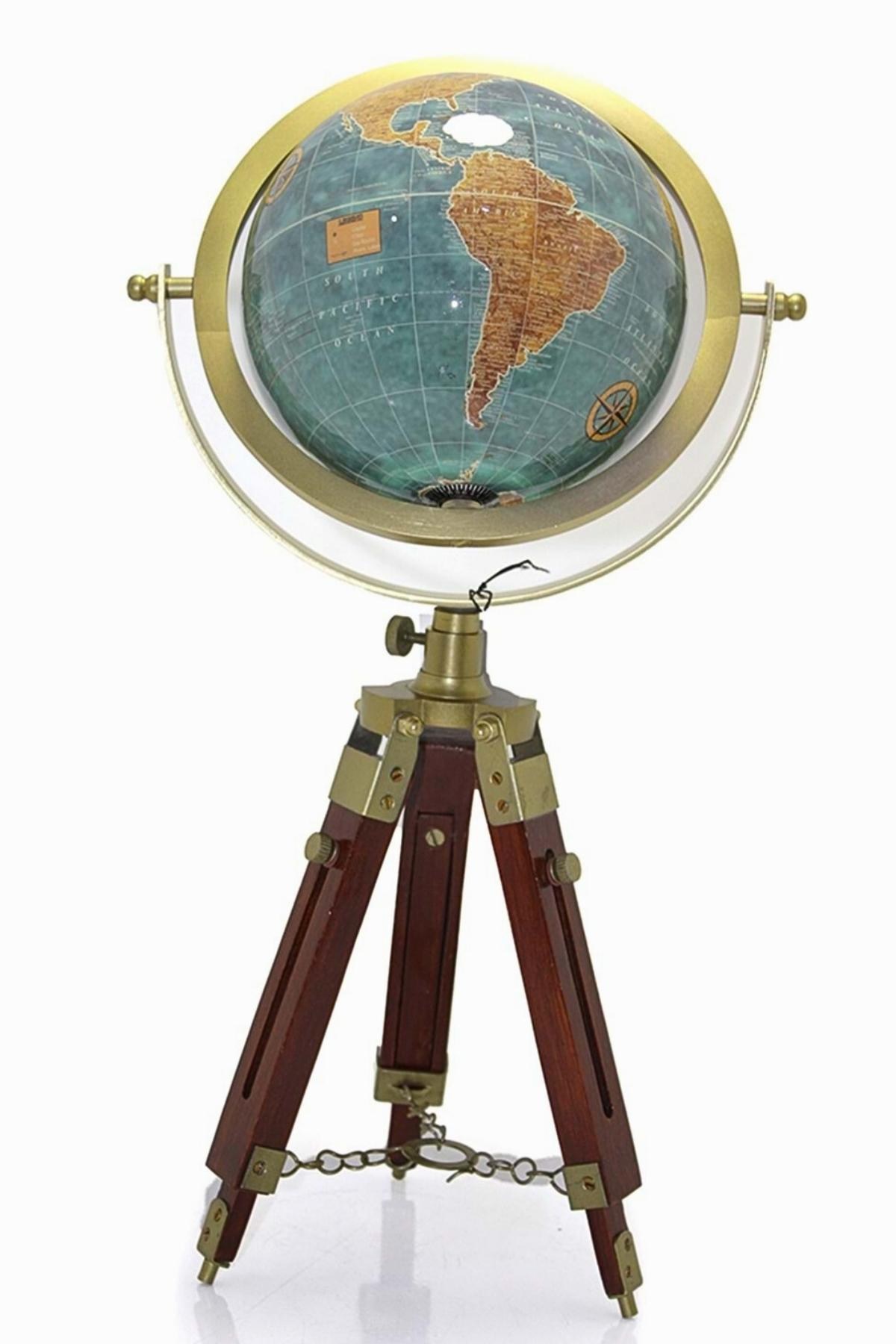 TürkiyeDünyadan HediyelerSL987Keskin Hediyelik Eşya Ve TekstilAhşap Tripod Standlı Dünya Küre Zemin Dekoru Döner Dünya Küre Modern Harita Atlas 62cm Mavi