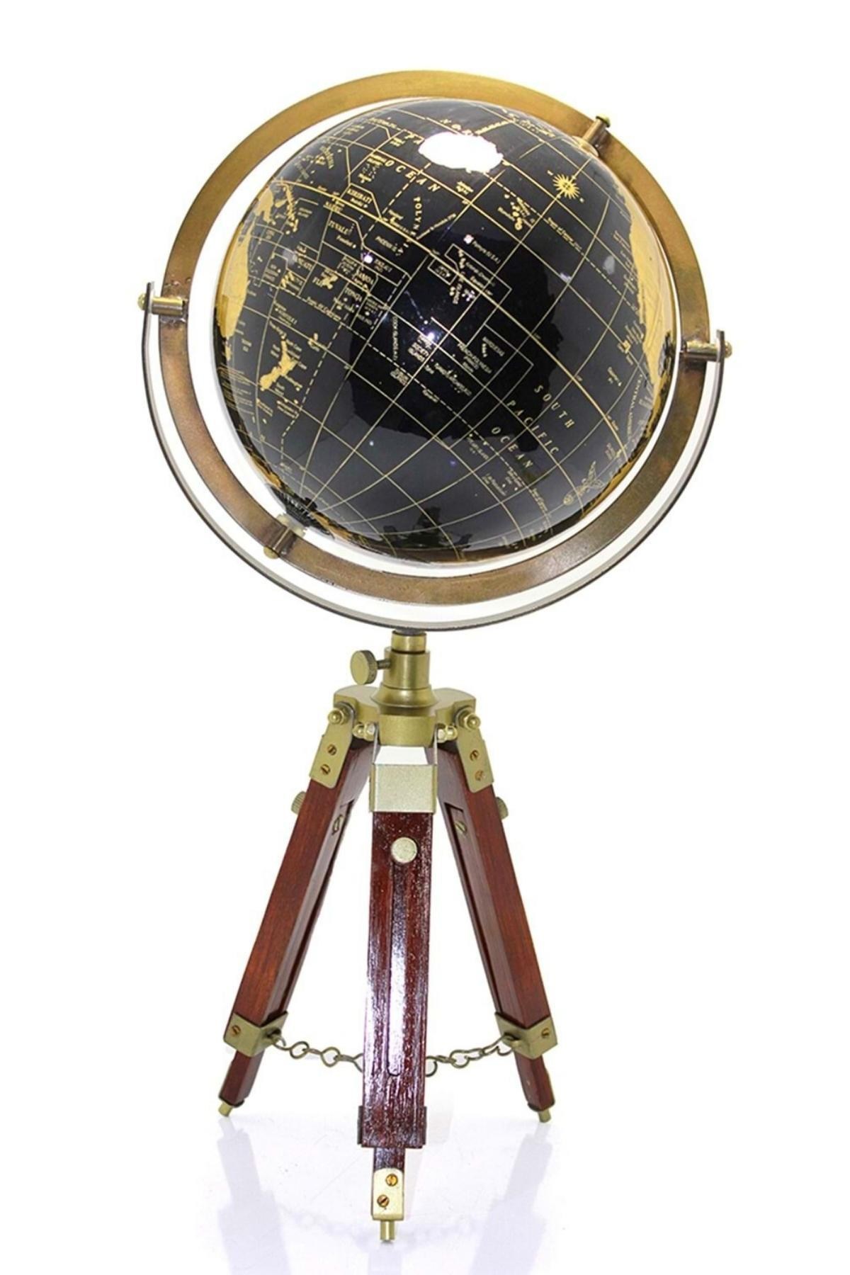 TürkiyeDünyadan HediyelerSL991SİYAHKeskin Hediyelik Eşya Ve TekstilAhşap Tripod Standlı Dünya Küre Zemin Dekoru Döner Dünya Küre Modern Harita Atlas 62cm Siyah