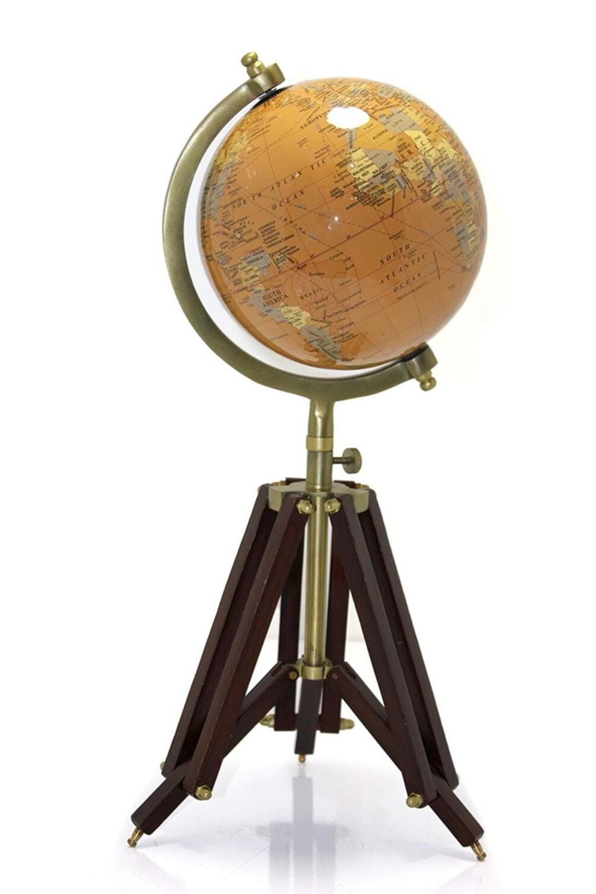 TürkiyeDünyadan HediyelerSL992SARIKeskin Hediyelik Eşya Ve TekstilAhşap Tripod Standlı Dünya Küre Zemin Dekoru Döner Dünya Küre Modern Harita Atlas 47cm Sarı