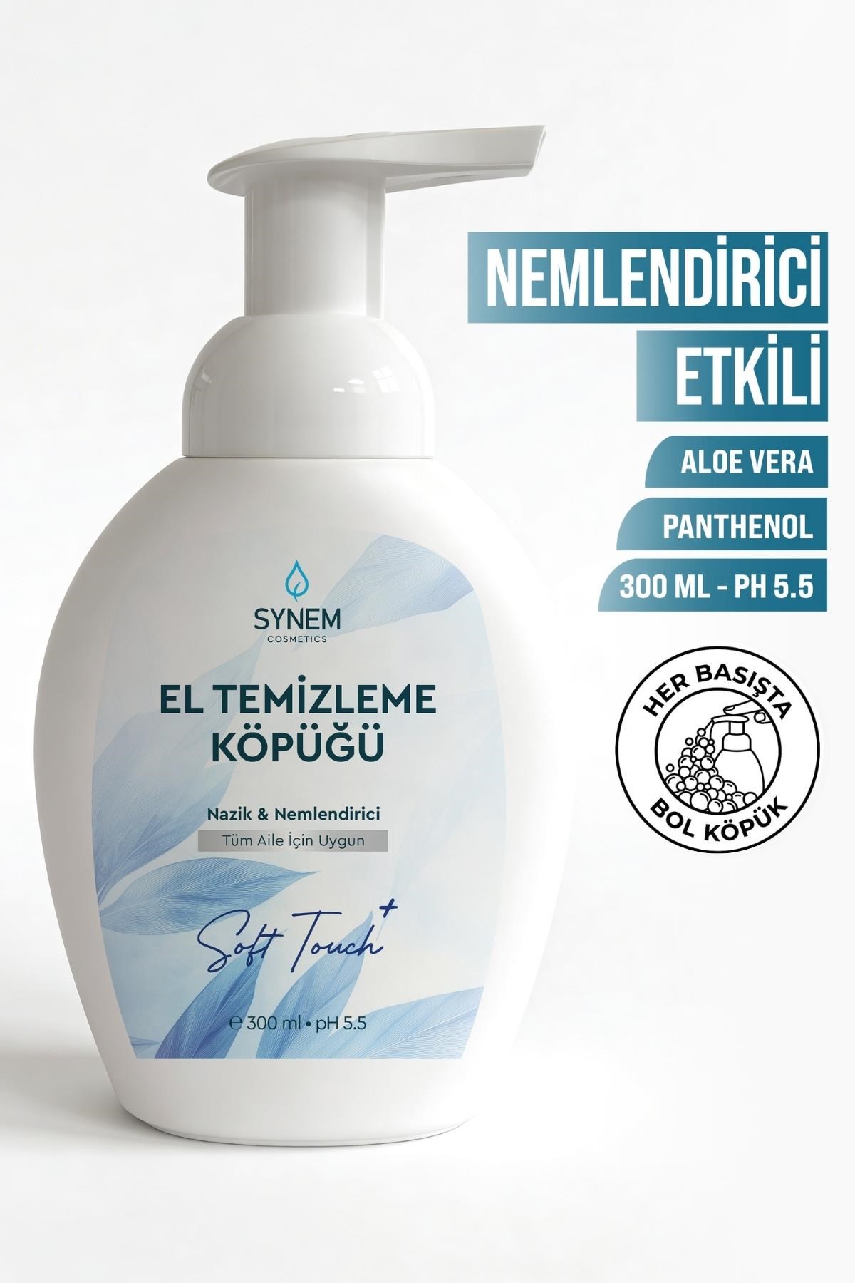 TürkiyeSynemSYN-2123-ETKKeskin Hediyelik Eşya Ve TekstilSYNEM El Temizleme Köpüğü Soft Touch Kremsi Nemlendirici 300 ML
