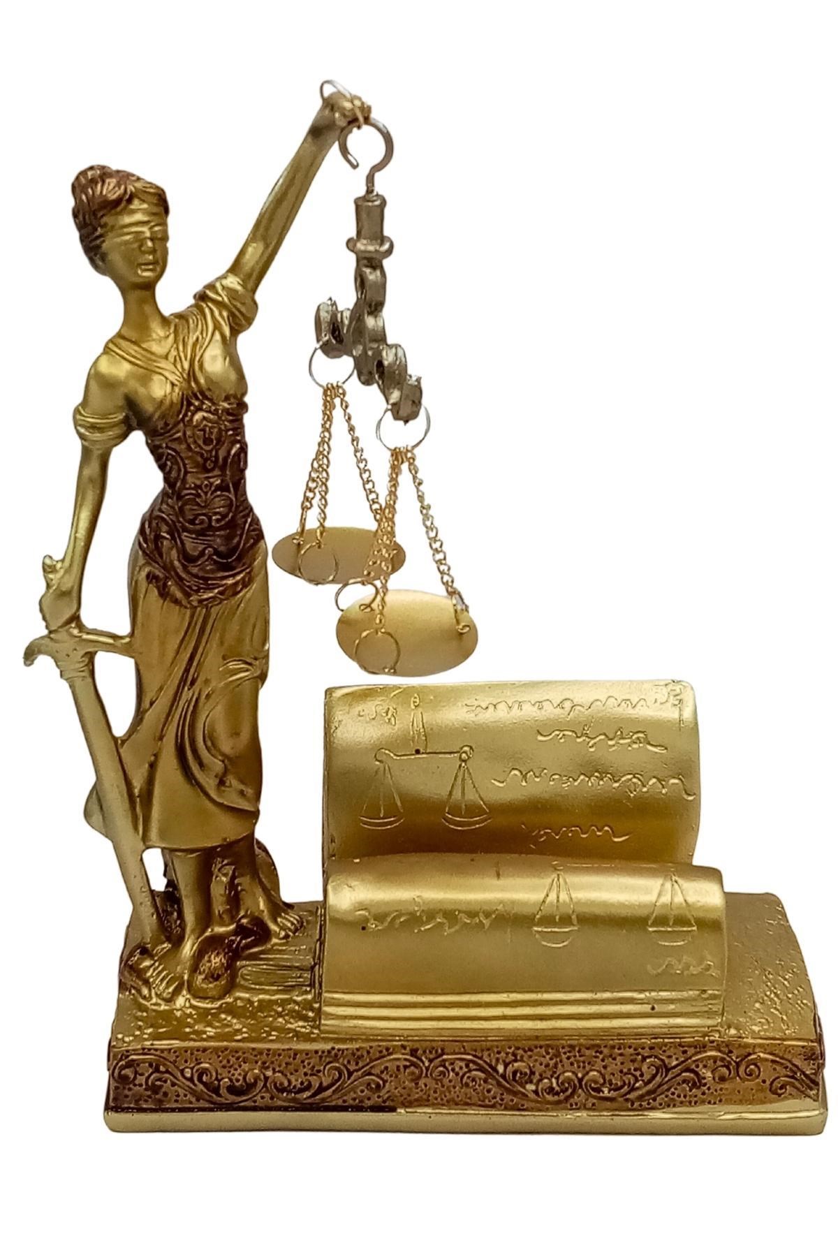YunanistanDünyadan Hediyeler5aly85-ALK78Keskin Hediyelik Eşya Ve TekstilPolyester Adalet Kadını Adalet Terazisi Heykeli Kartvizitlik Gold