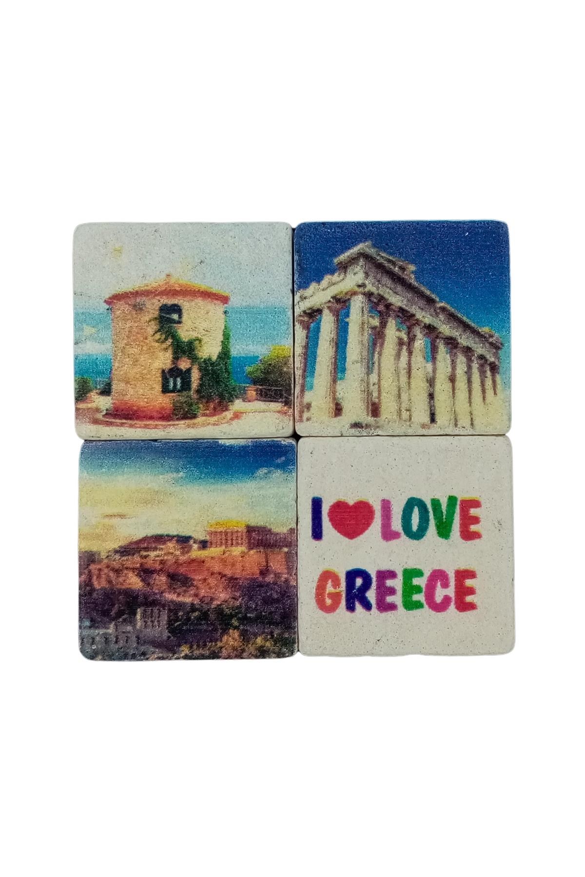 YunanistanDünyadan HediyelerDNY-HD101373Keskin Hediyelik Eşya Ve TekstilYunanistan Temalı Dörtlü Taş Magnet