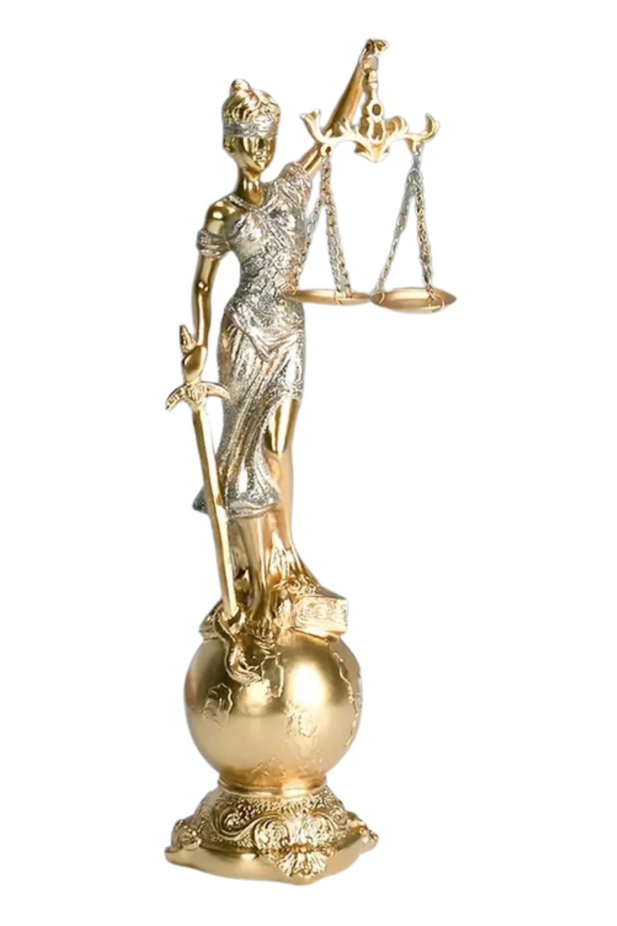 YunanistanDünyadan HediyelerDNY-HDY2896Keskin Hediyelik Eşya Ve TekstilThemis Adalet Terazisi Heykeli ve Dünya Biblo Gold 24cm