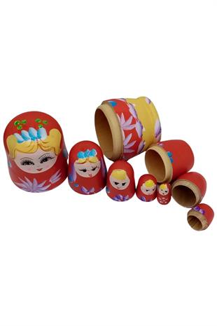 RusyaDünyadan HediyelerDNY-HD100533Keskin Hediyelik Eşya Ve TekstilAhşap Matruşka Bebek Beşli Set Kırmızı Sarı