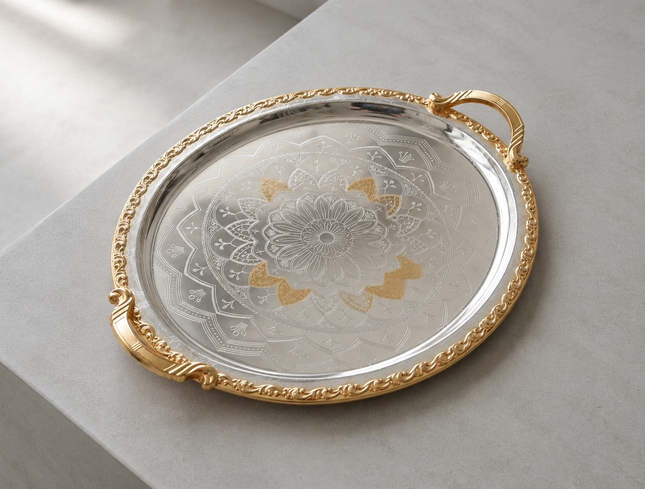ACAR VİSNU KOLEKSİYONU GOLD METAL TEPSİ TAI-08694