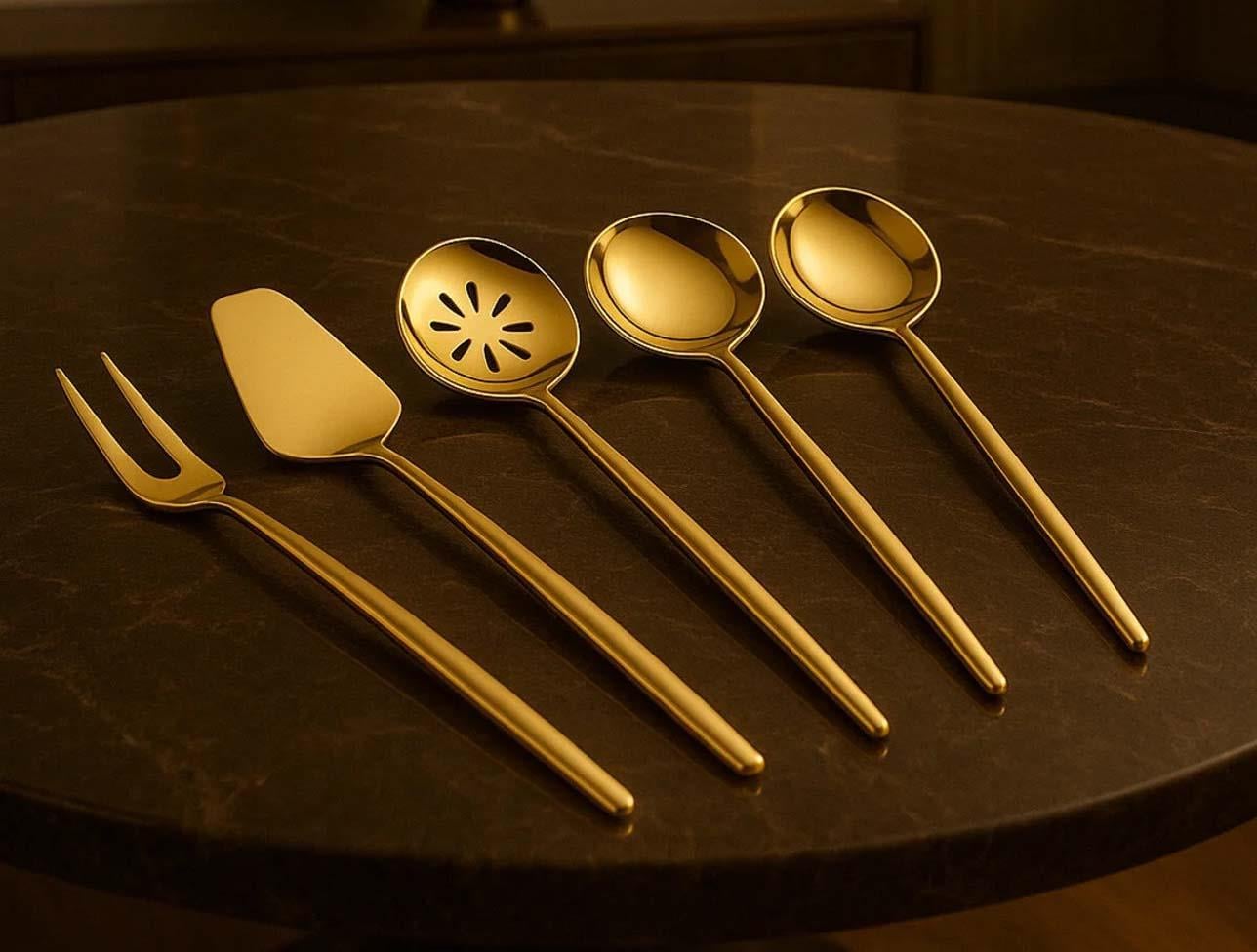 DAVET MUTFAK 5 PARÇA DEFNE MİNİ SERVİS SETİ GOLD