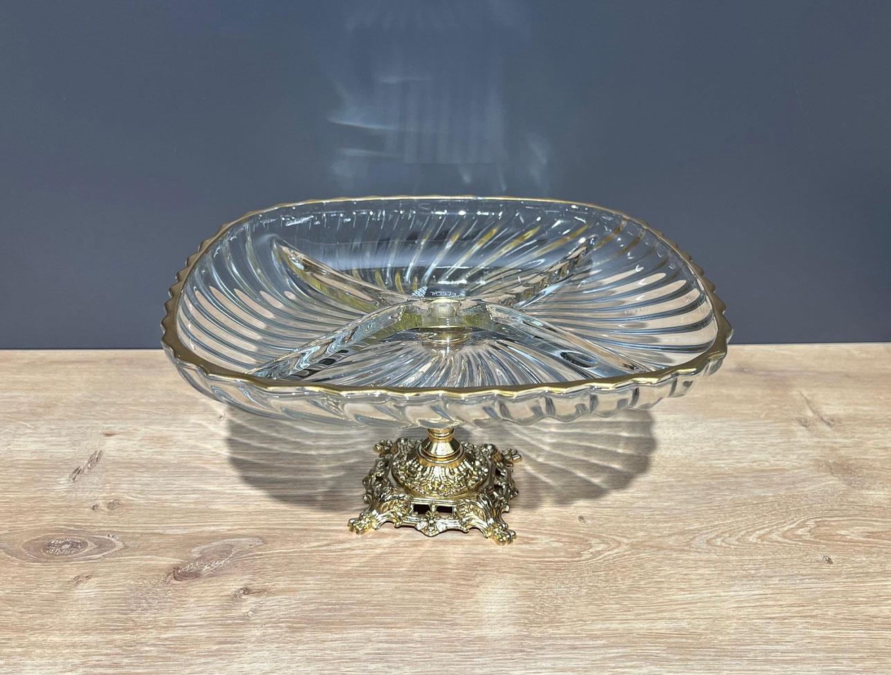 EFEGİL ONDULE GOLD CAM BÖLMELİ KARE SUNUMLUK AYAKL