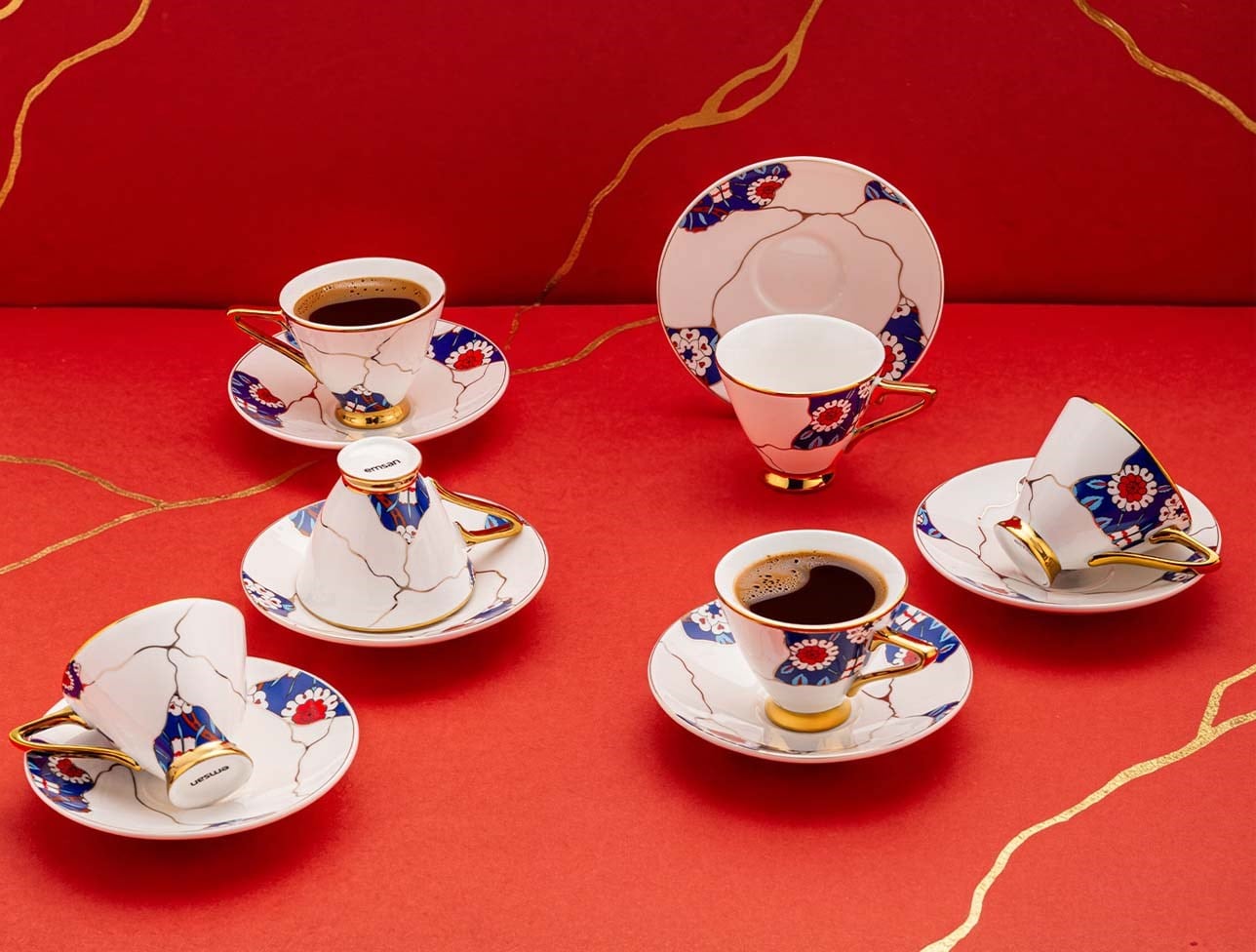 EMSAN KINTSUGI 6 KİŞİLİK KAHVE FİNCAN TAKIMI 100ML