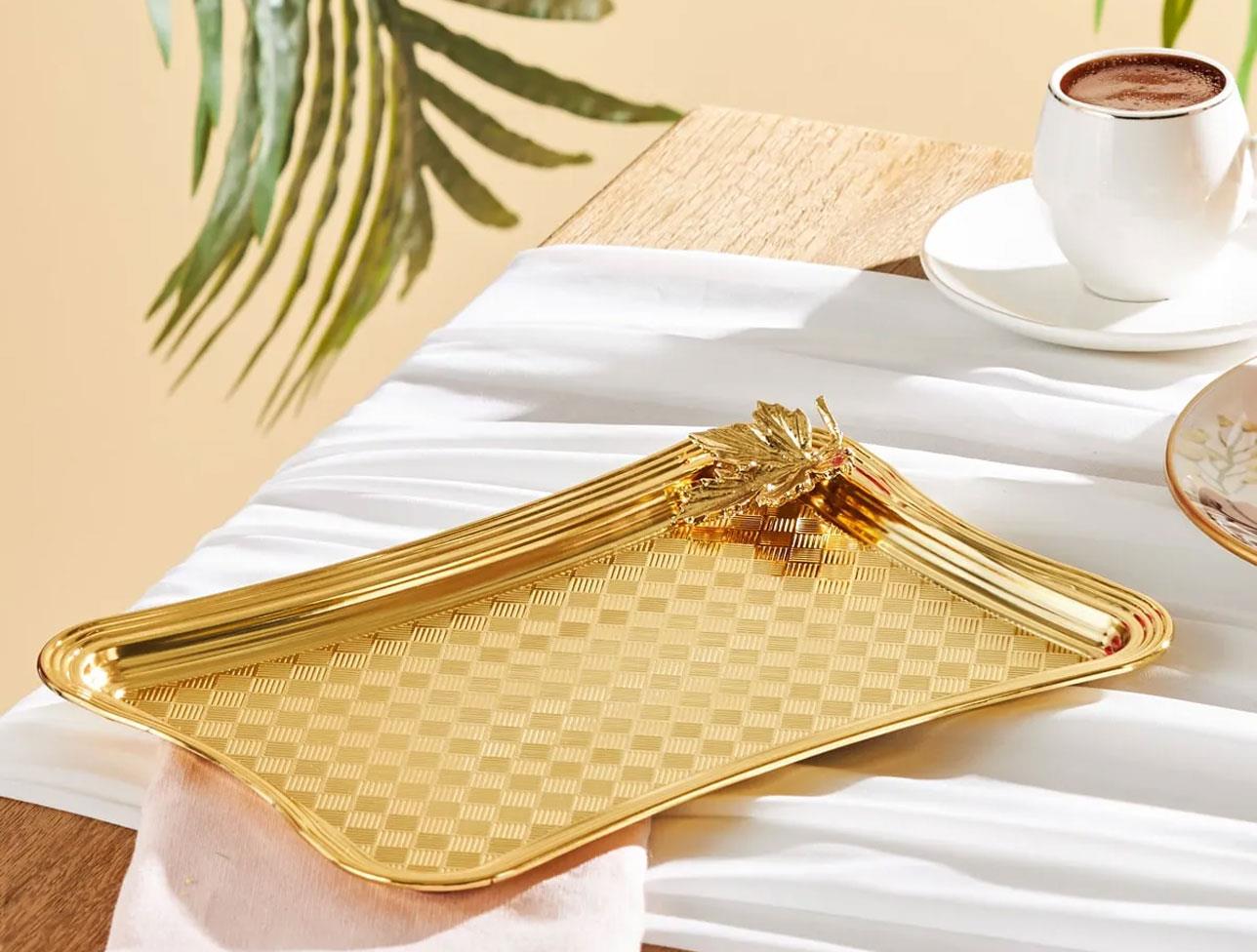 EMSAN LEAFY TEPSİ GOLD DİKDÖRTGEN