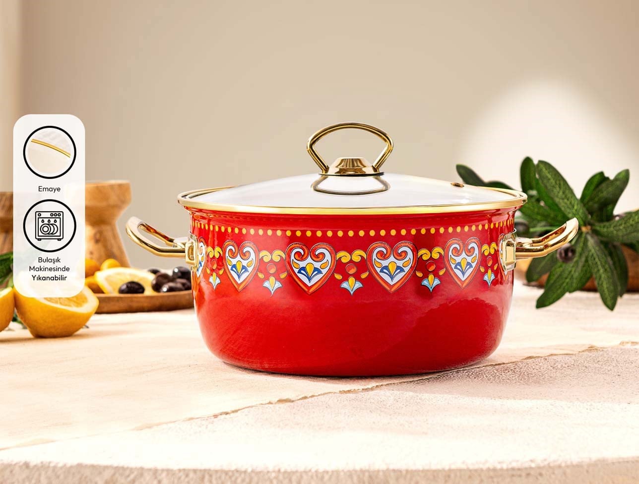 EMSAN SOLEMAR EMAYE KIZARTMA TENCERE MULTİCOLOR