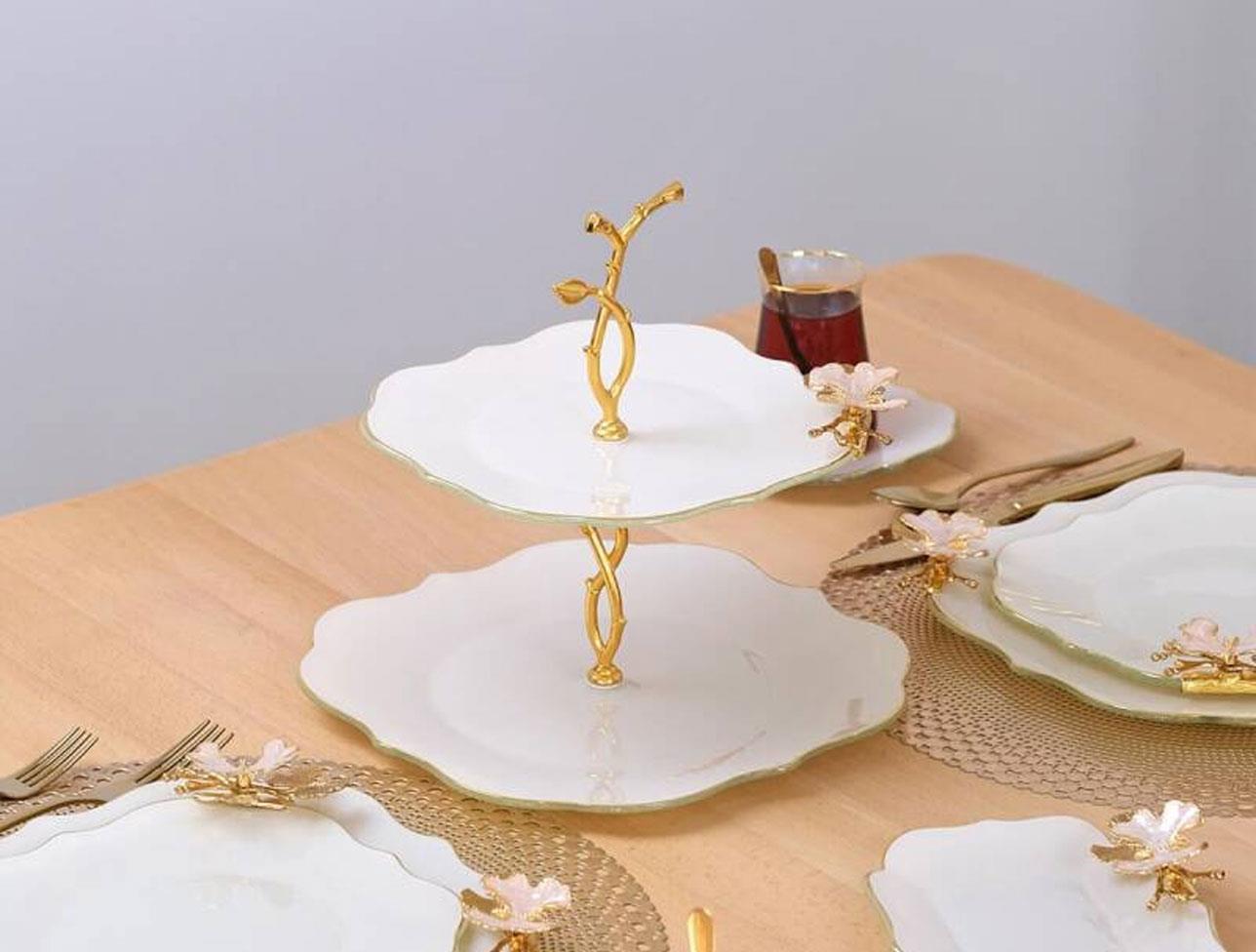 GLORE DOLMABAHÇE LOTUS KREM ALTIN KATLI KURABİYE.